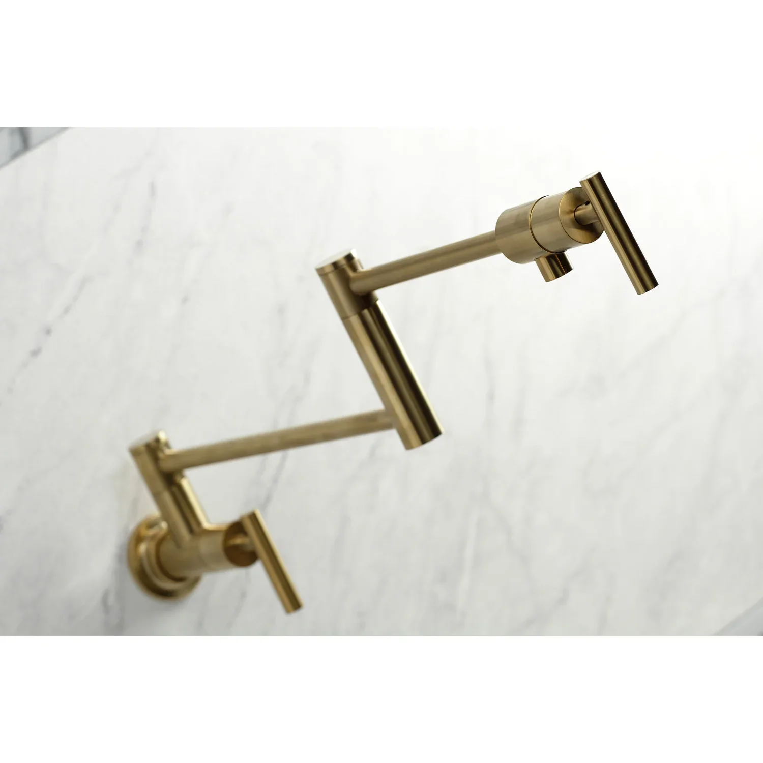 Kingston Brass Manhattan Wall Mount Pot Filler Faucet, Brushed Brass (KS4107CML) - Image 4