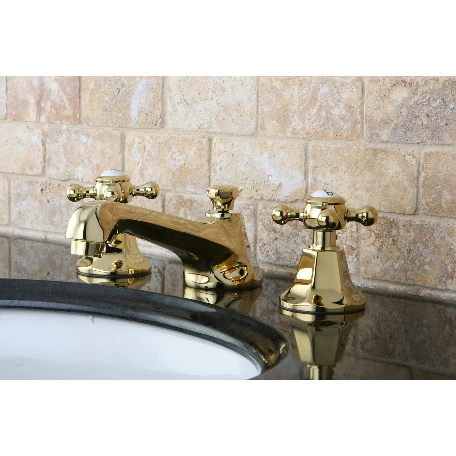 Kingston Brass Metropolitan Widespread Bathroom Faucet with Brass Pop-Up, Polished Brass (KS4462BX) - Image 3