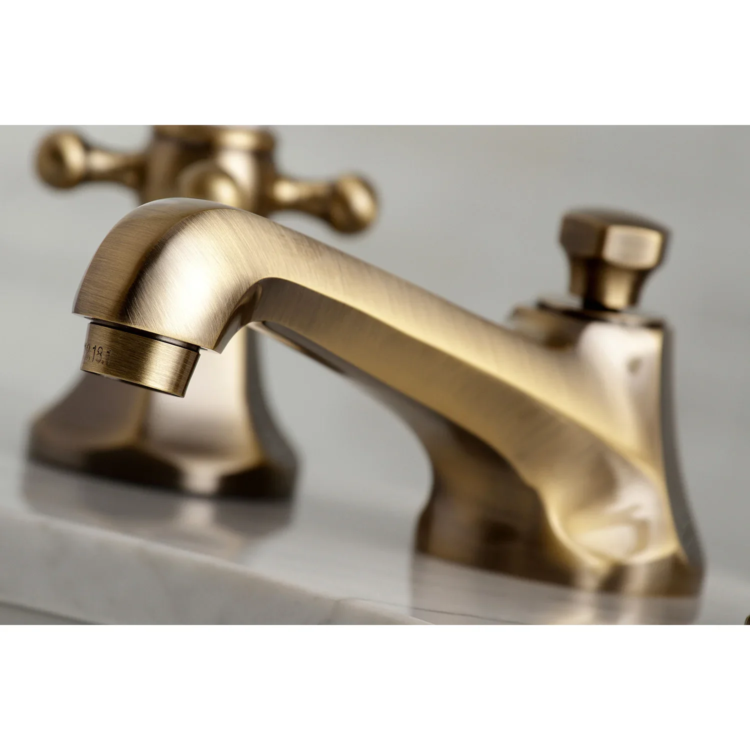 Kingston Brass Metropolitan Widespread Bathroom Faucet with Brass Pop-Up, Antique Brass (KS4463BX) - Image 3