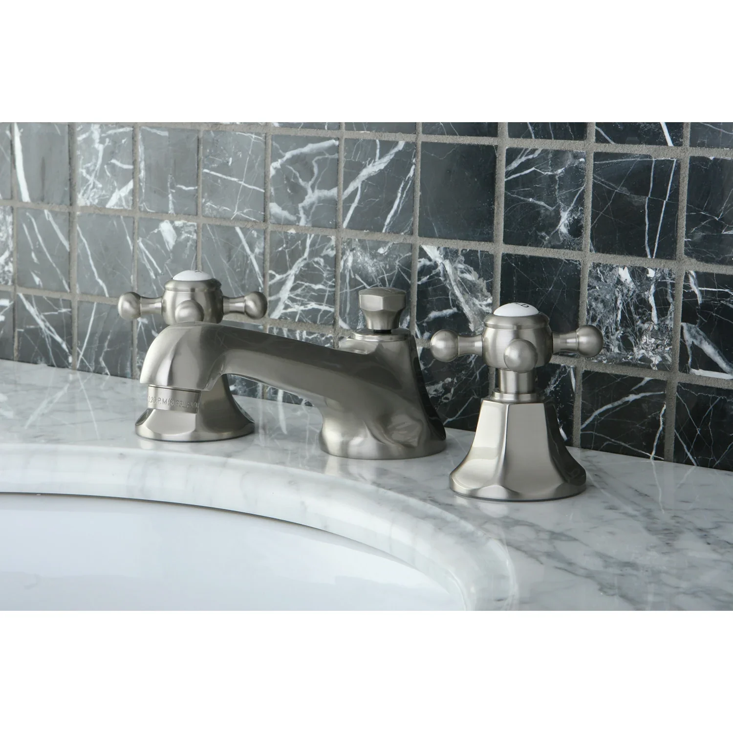 Kingston Brass Metropolitan Widespread Bathroom Faucet with Brass Pop-Up, Brushed Nickel (KS4468BX) - Image 3