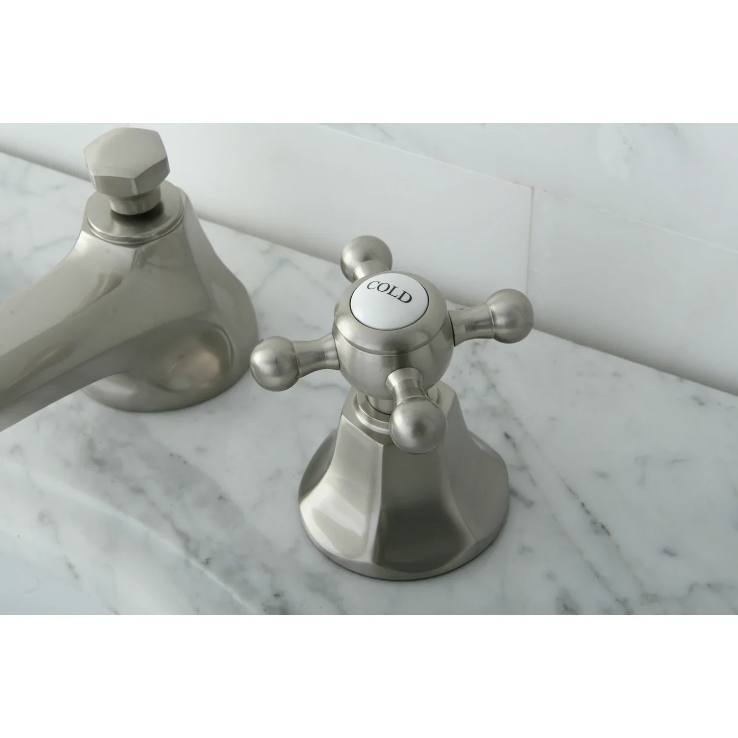 Kingston Brass Metropolitan Widespread Bathroom Faucet with Brass Pop-Up, Brushed Nickel (KS4468BX) - Image 5