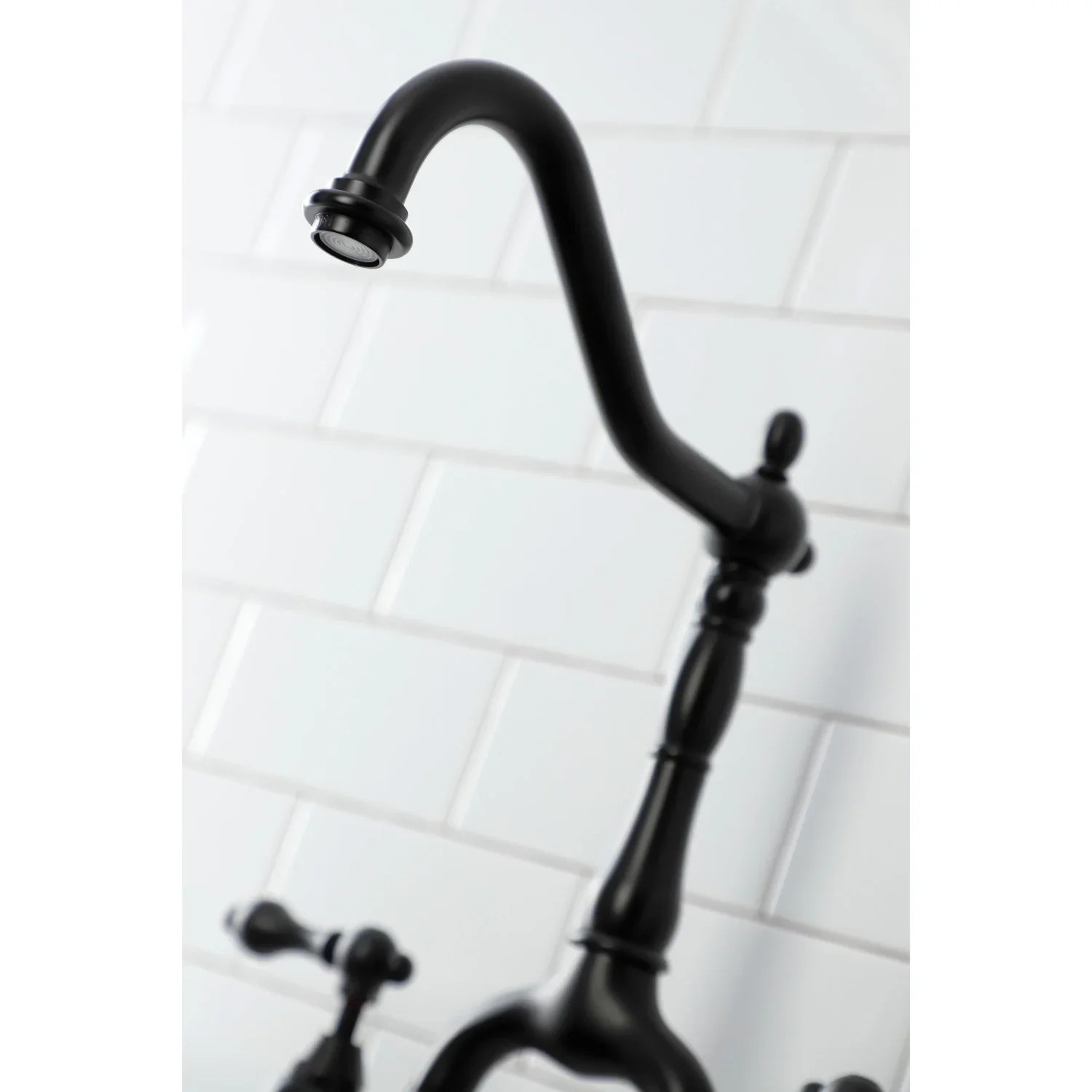 Kingston Brass English Country Bridge Kitchen Faucet with Brass Side Sprayer, Matte Black (KS7750ALBS) - Image 5