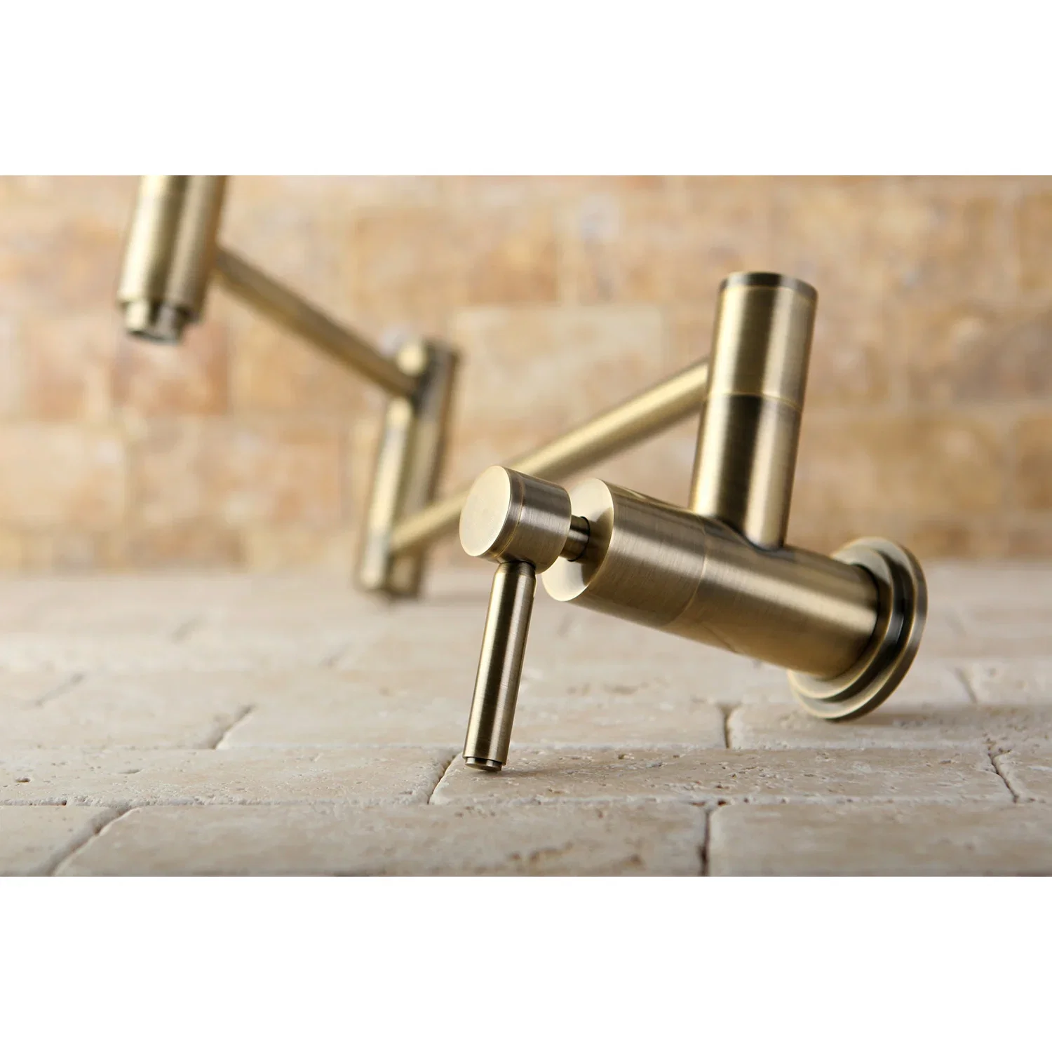 Kingston Brass Concord Wall Mount Pot Filler Faucet, Antique Brass (KS8103DL) - Image 2