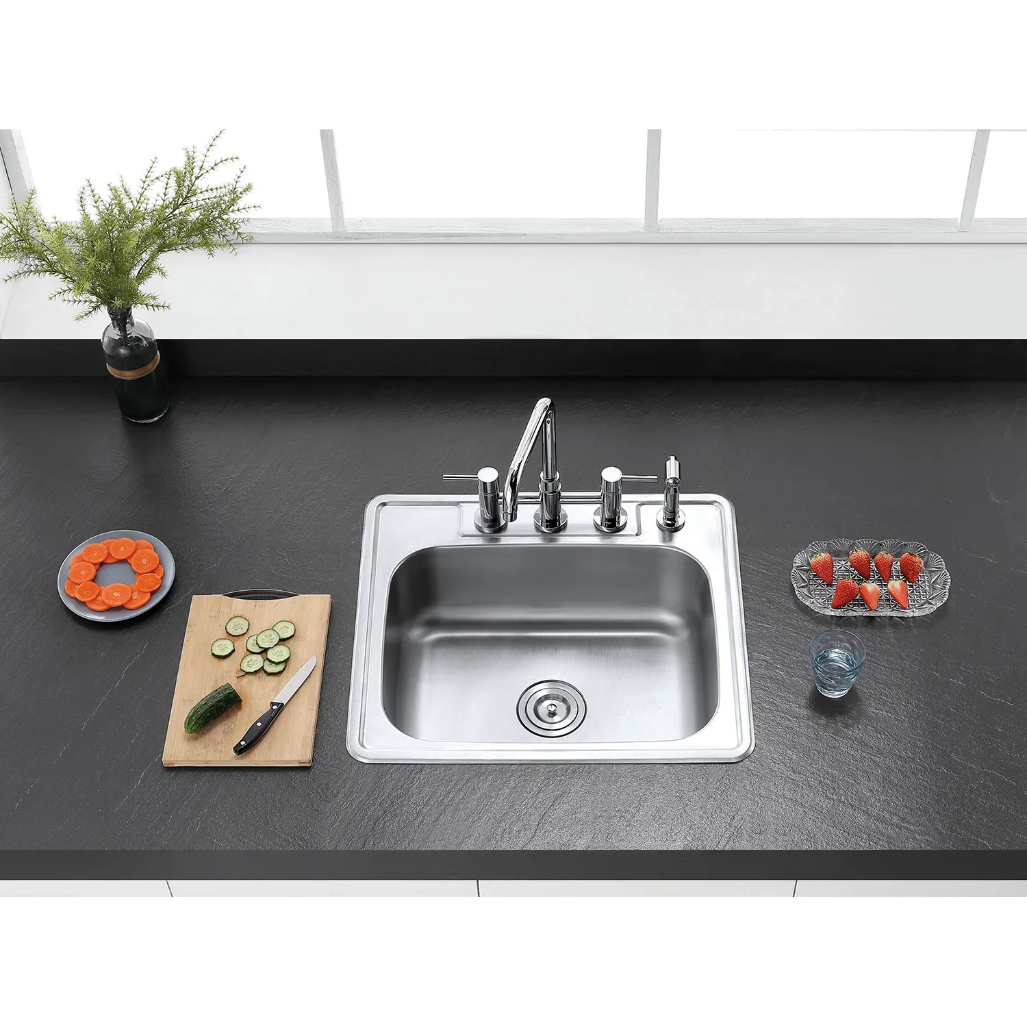Kingston Brass Concord Bridge Kitchen Faucet with Brass Side Sprayer, Polished Chrome (KS8281DLBS) - Image 3