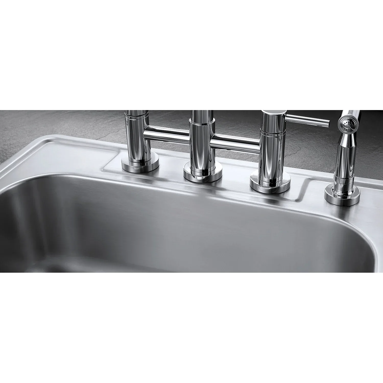 Kingston Brass Concord Bridge Kitchen Faucet with Brass Side Sprayer, Polished Chrome (KS8281DLBS) - Image 5