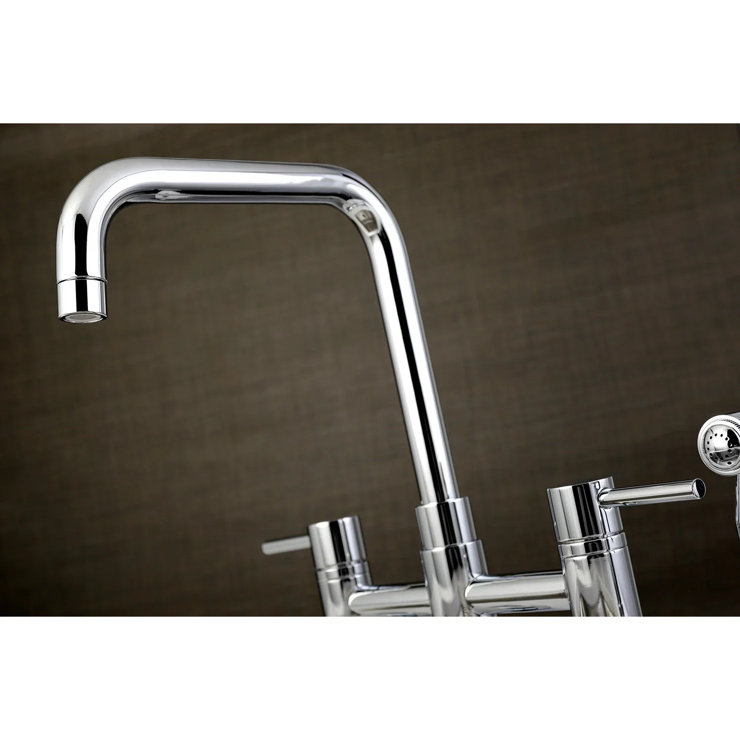Kingston Brass Concord Bridge Kitchen Faucet with Brass Side Sprayer, Polished Chrome (KS8281DLBS) - Image 7