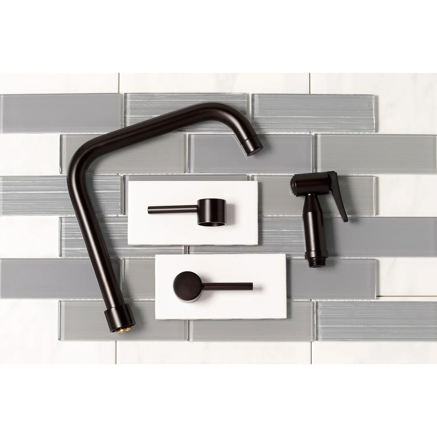 Kingston Brass Concord Bridge Kitchen Faucet with Brass Side Sprayer, Oil Rubbed Bronze (KS8285DLBS) - Image 8
