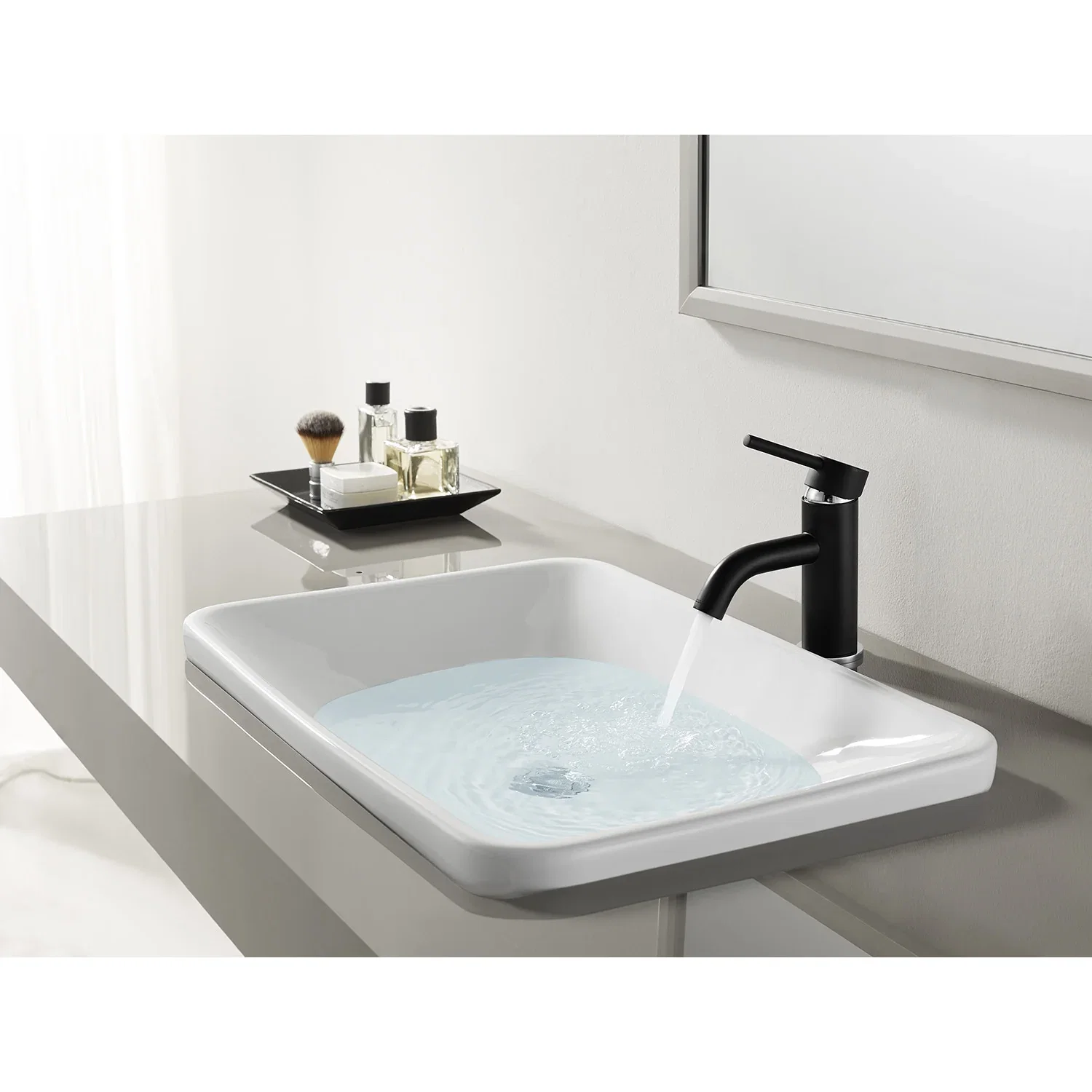 Kingston Brass Concord One-Handle Single-Hole Bathroom Faucet with Push Pop-Up Drain, Matte Black/Polished Chrome (LS8227DL) - Image 2