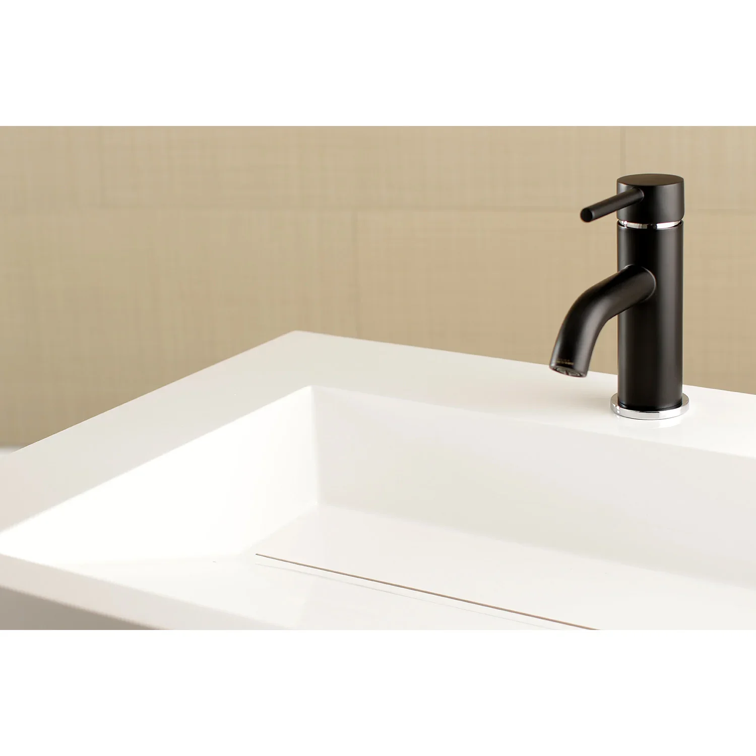 Kingston Brass Concord One-Handle Single-Hole Bathroom Faucet with Push Pop-Up Drain, Matte Black/Polished Chrome (LS8227DL) - Image 3