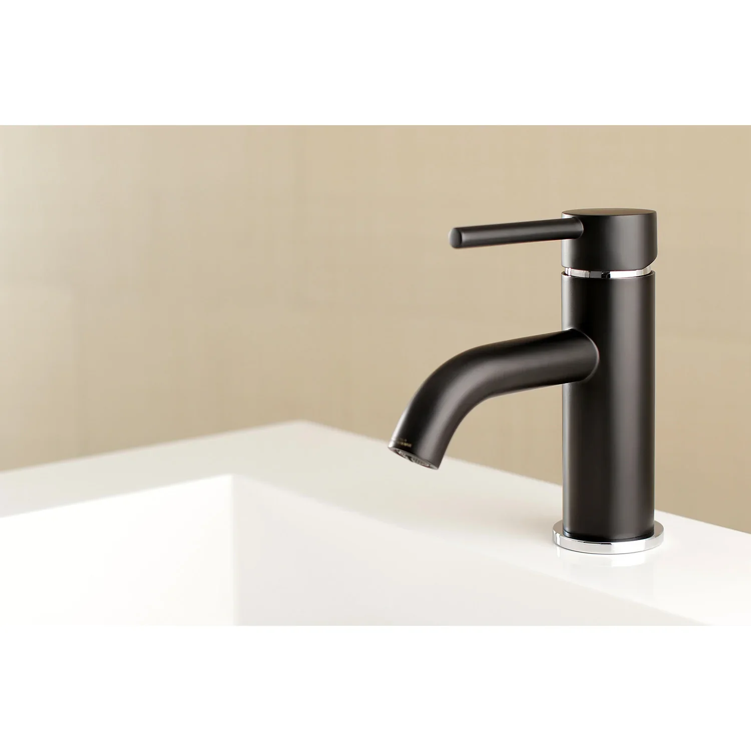 Kingston Brass Concord One-Handle Single-Hole Bathroom Faucet with Push Pop-Up Drain, Matte Black/Polished Chrome (LS8227DL) - Image 4