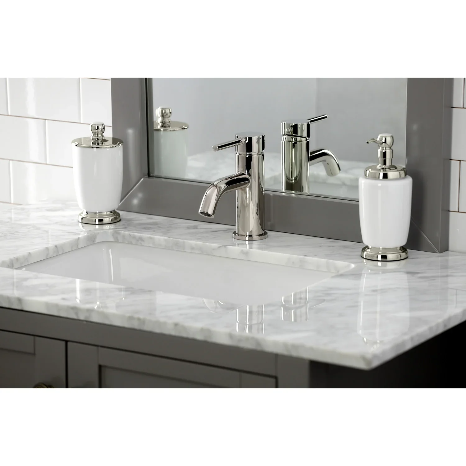 Kingston Brass Concord One-Handle Single-Hole Bathroom Faucet with Push Pop-Up Drain, Polished Nickel (LS822DLPN) - Image 3