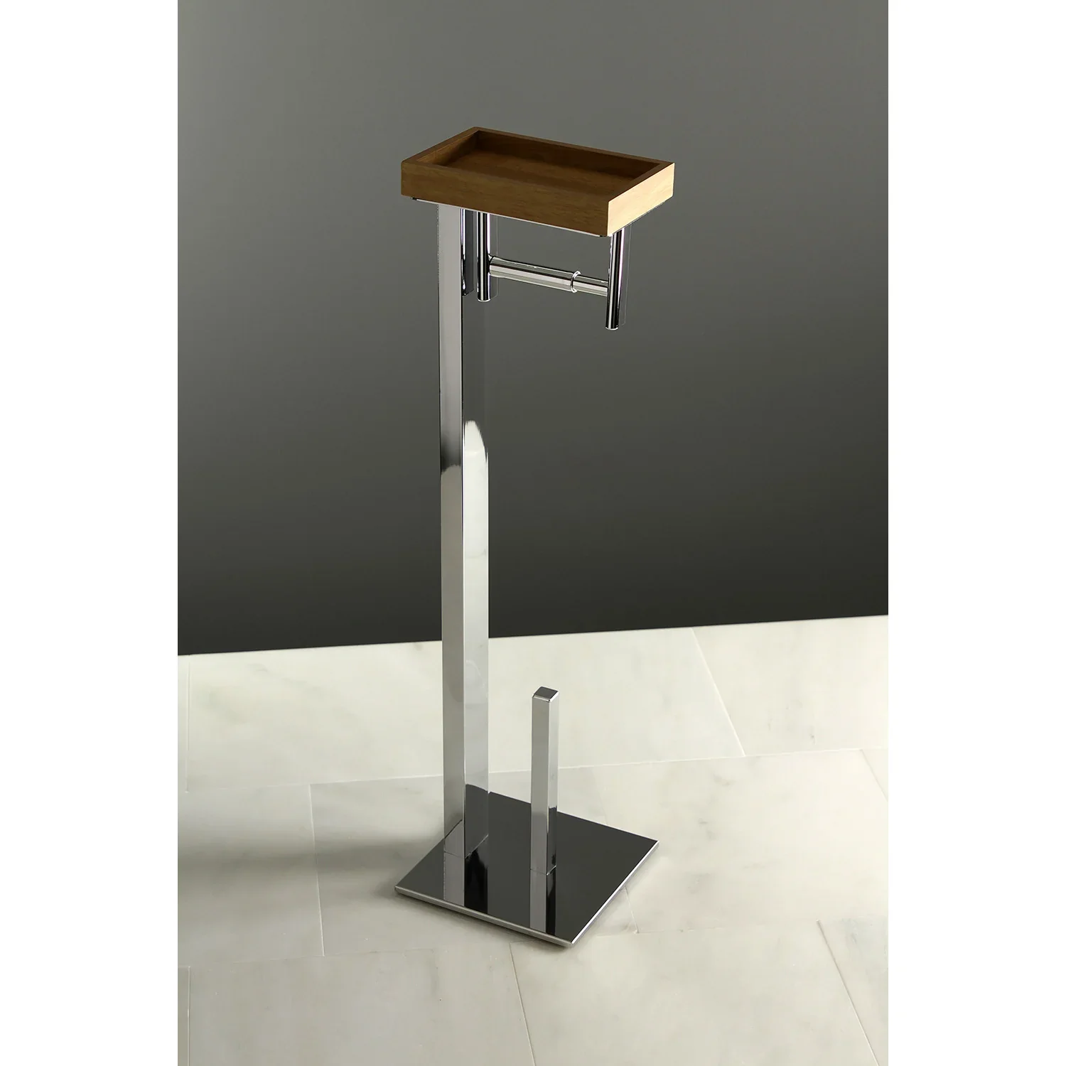 Kingston Brass Edenscape Freestanding Toilet Paper Holder with Storage Shelf, Polished Chrome (SCC8501) - Image 2