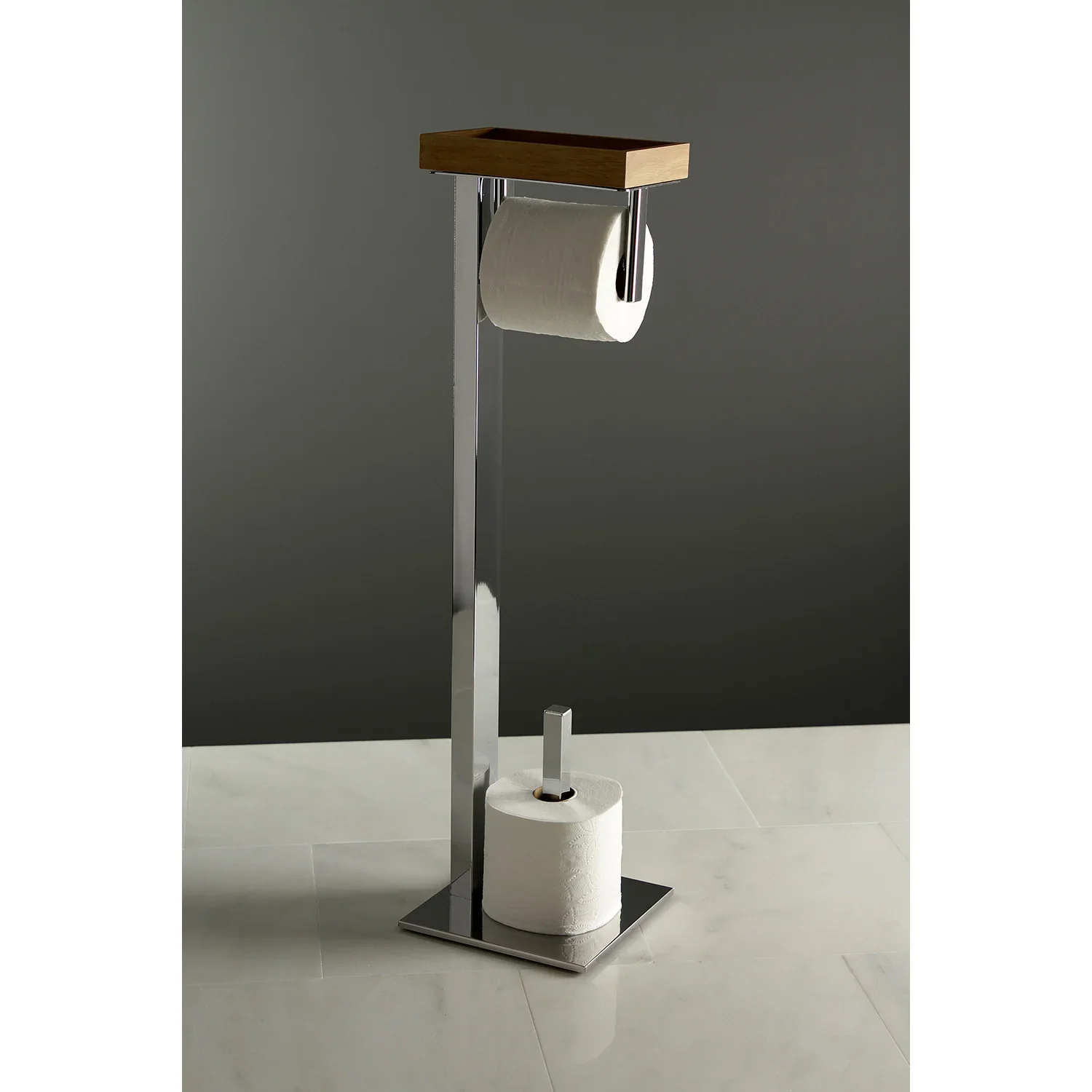 Kingston Brass Edenscape Freestanding Toilet Paper Holder with Storage Shelf, Polished Chrome (SCC8501) - Image 3