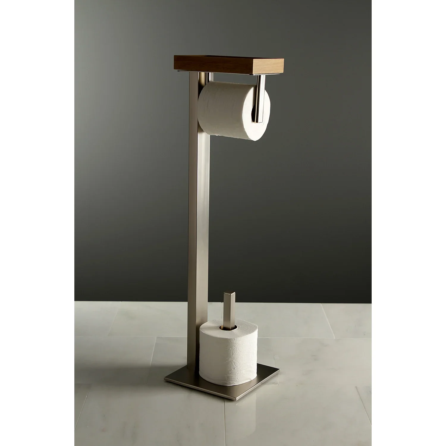 Kingston Brass Edenscape Freestanding Toilet Paper Holder with Storage Shelf, Brushed Nickel (SCC8508) - Image 2