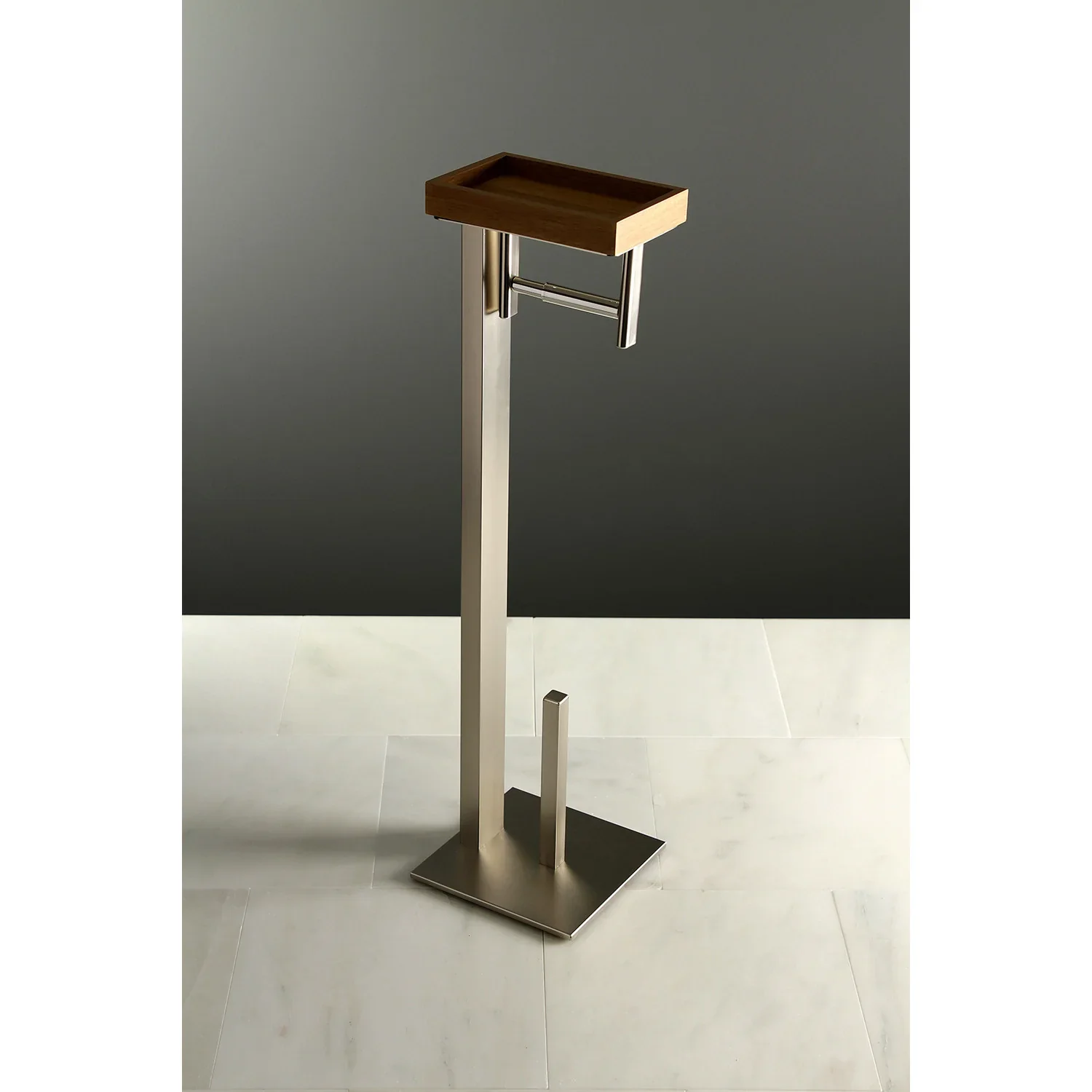 Kingston Brass Edenscape Freestanding Toilet Paper Holder with Storage Shelf, Brushed Nickel (SCC8508) - Image 3