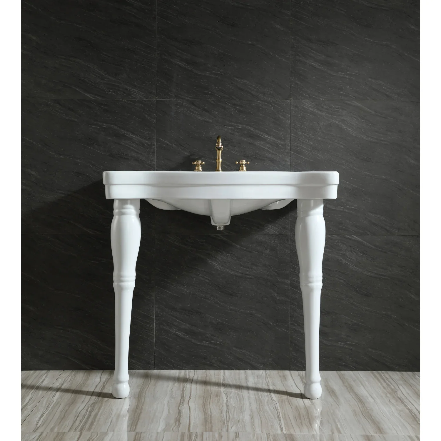 Kingston Brass Imperial 36" Ceramic Console Sink and Legs (8-Inch, 3-Hole), White (VPB1368) - Image 6