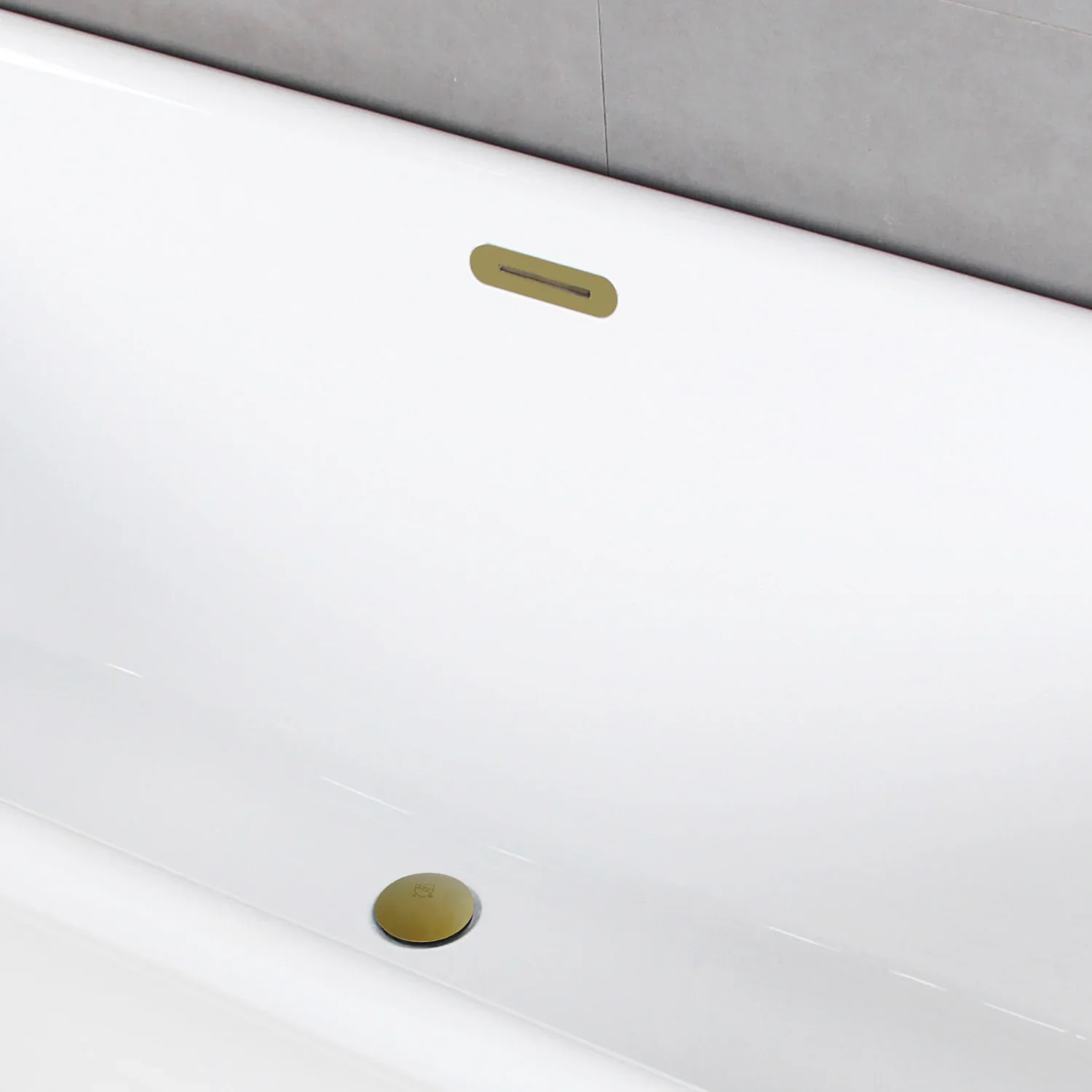 Kingston Brass 66" Acrylic Oval Double Ended Pedestal Tub with Drain (No Faucet Drillings), Glossy White/Brushed Brass (VTDE663124C427) - Image 2