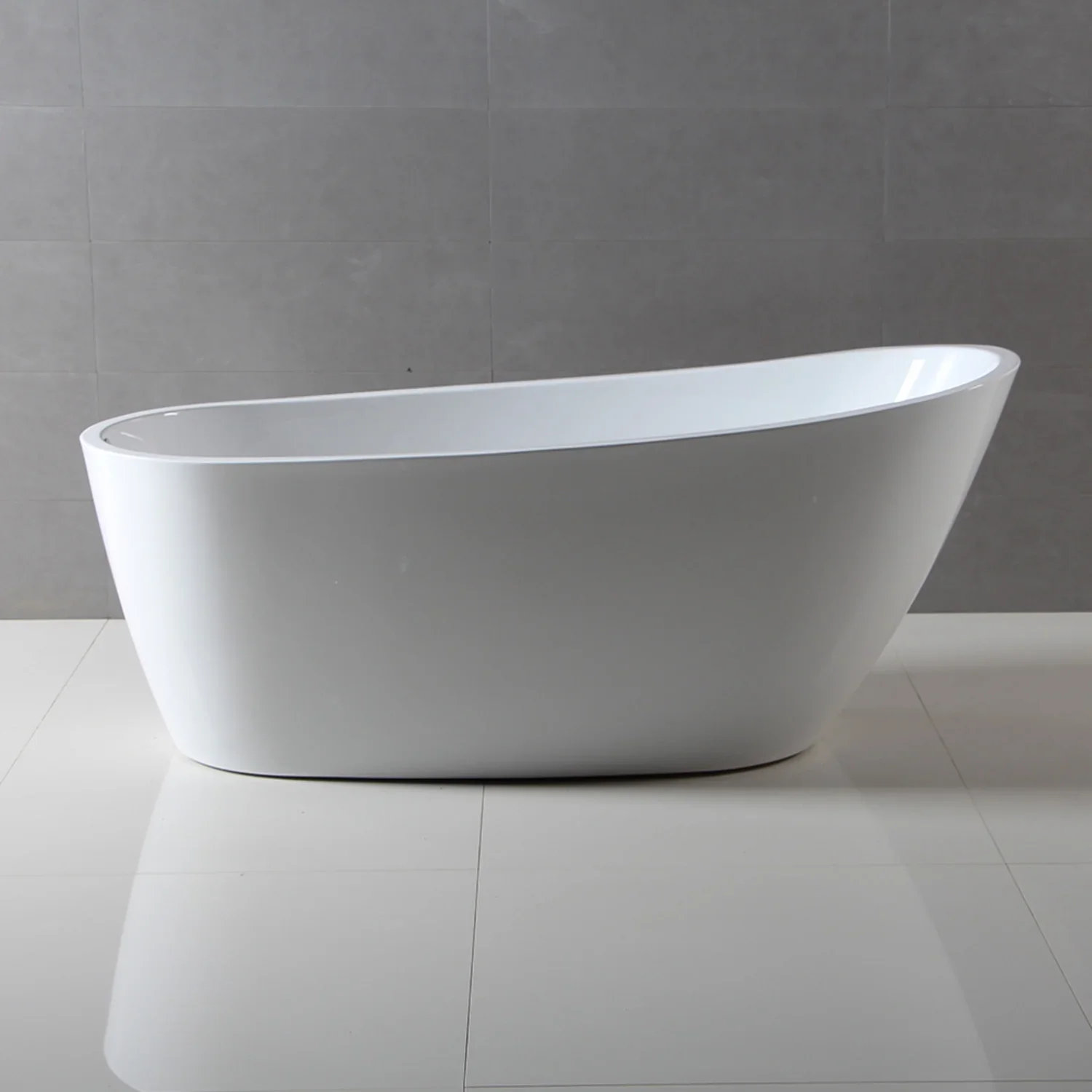 Kingston Brass 59" Acrylic Oval Single Slipper Freestanding Tub with Drain, Glossy White (VTRS592928) - Image 4
