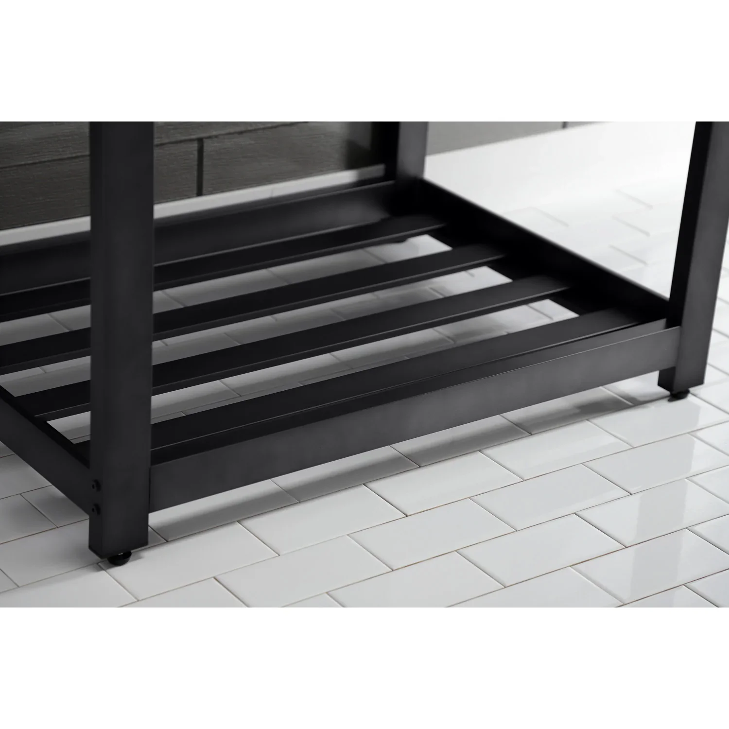 Kingston Brass Quadras 31" Ceramic Console Sink with Steel Base and Shelf (8-Inch, 3-Hole), White/Matte Black (VWP3122W8A0) - Image 7