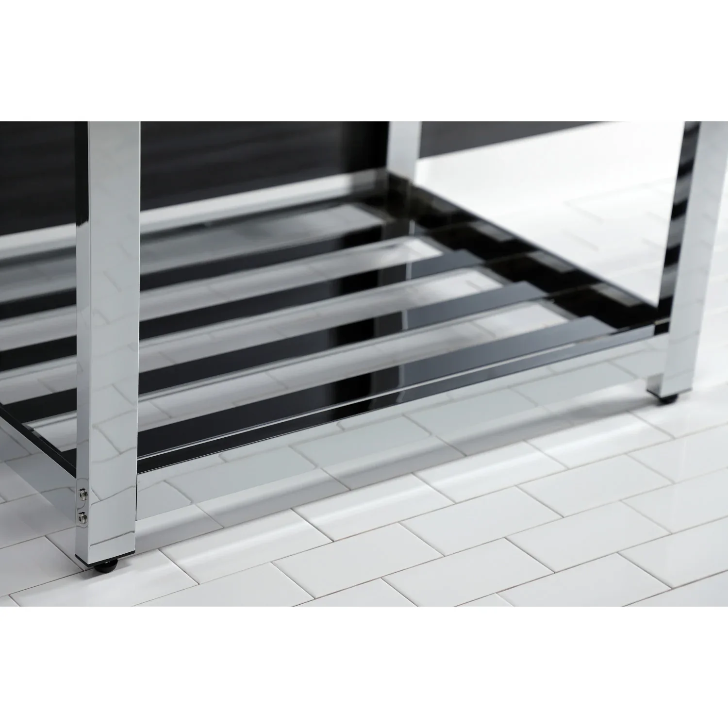 Kingston Brass Quadras 31" Ceramic Console Sink with Steel Base and Shelf (8-Inch, 3-Hole), White/Chrome (VWP3122W8A1) - Image 7