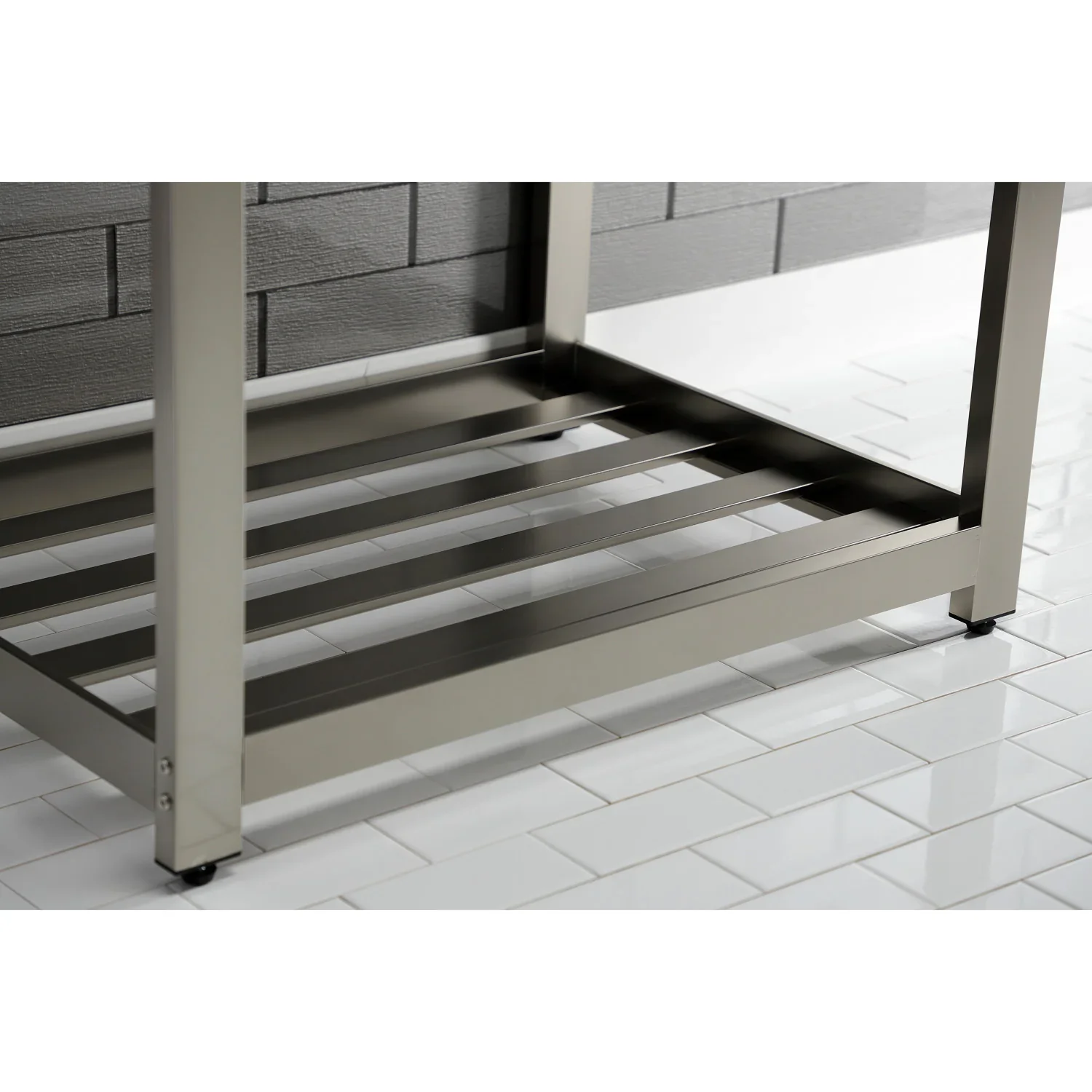 Kingston Brass Quadras 31" Ceramic Console Sink with Steel Base and Shelf (8-Inch, 3-Hole), White/Brushed Nickel (VWP3122W8A8) - Image 8