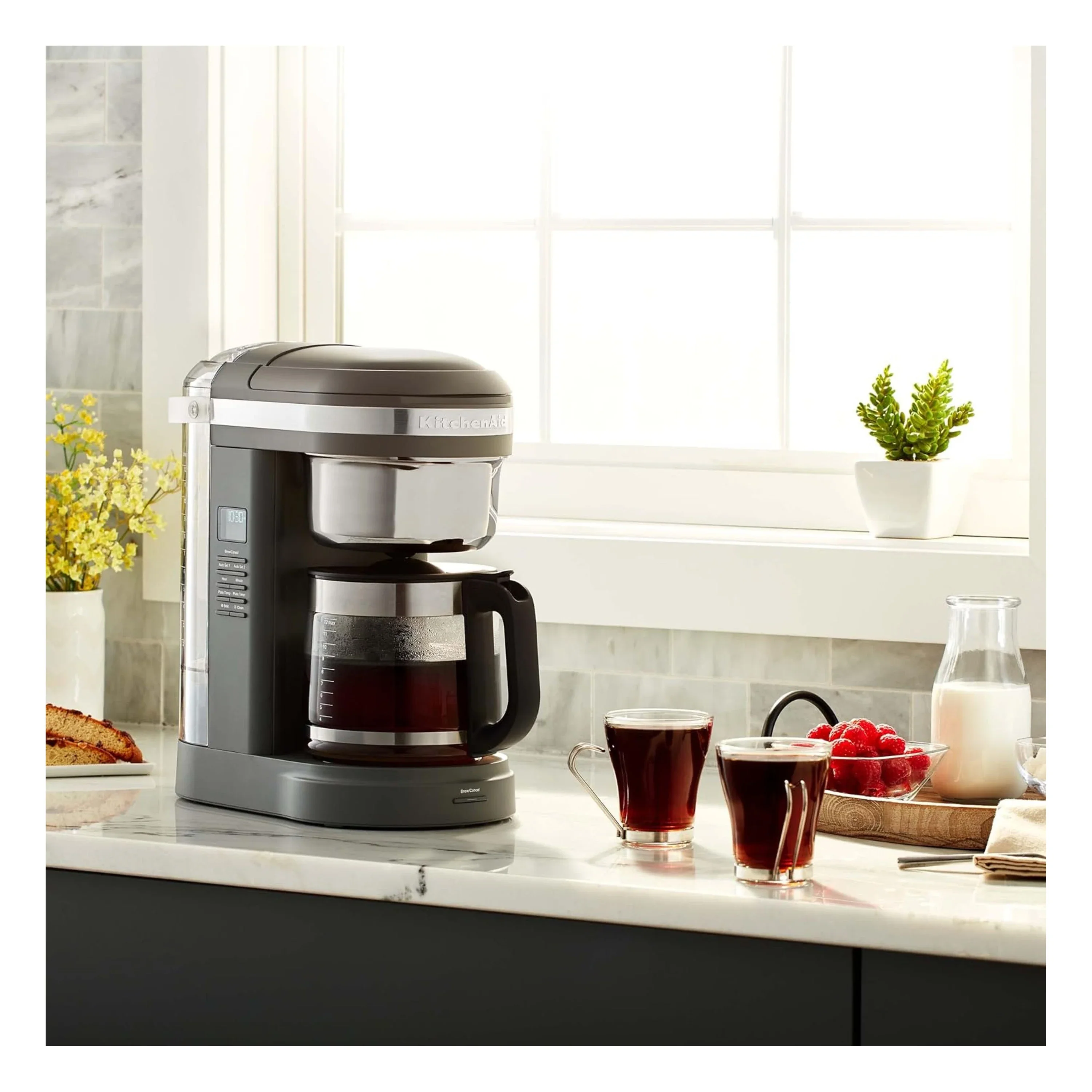 KitchenAid 12-Cup Drip Coffee Maker with Spiral Showerhead & Programmable Warming Plate in Matte Charcoal Gray (KCM1209DG) - Image 4