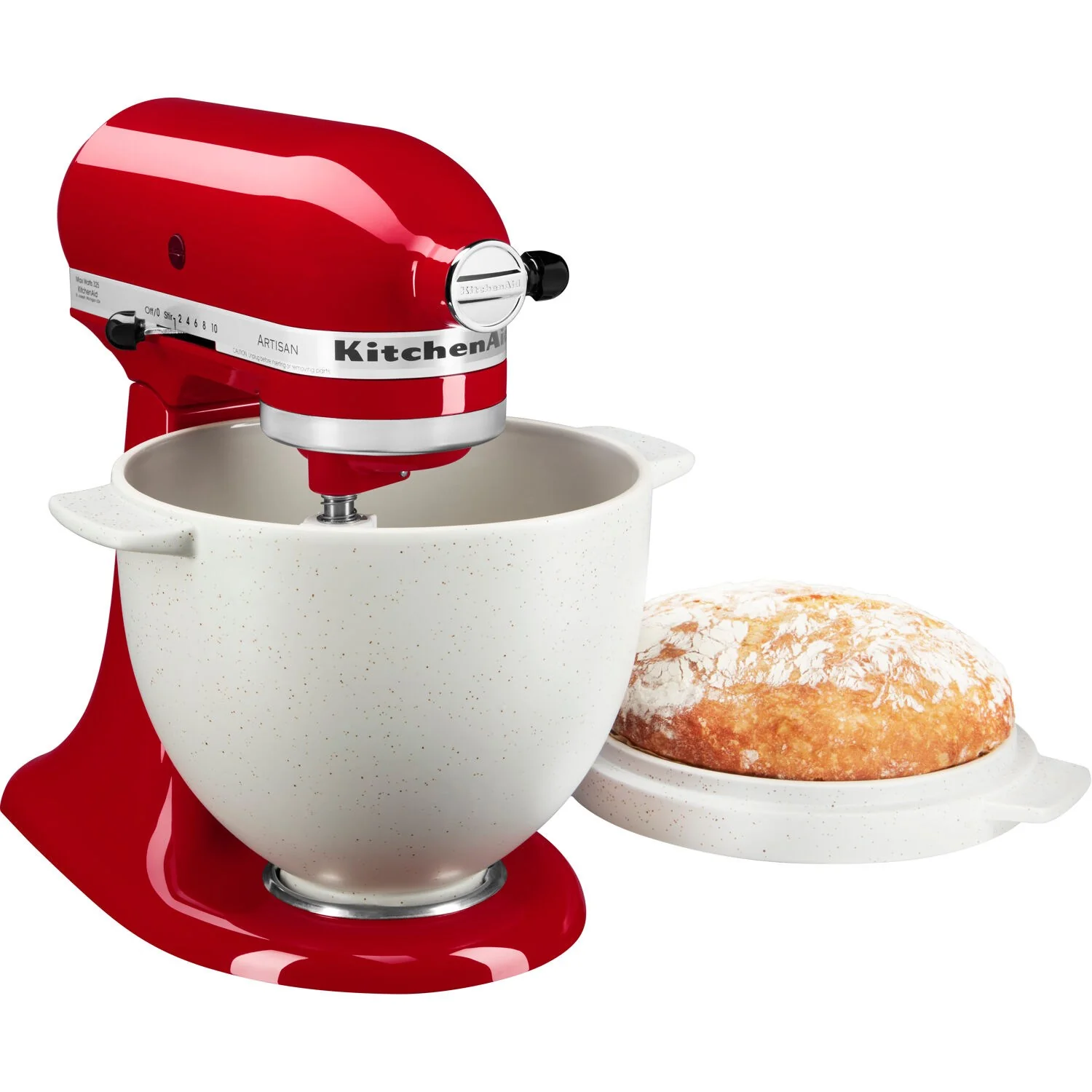 KitchenAid Bread Bowl with Baking Lid in Grey Speckled Ceramic (KSM2CB5BGS) - Image 5