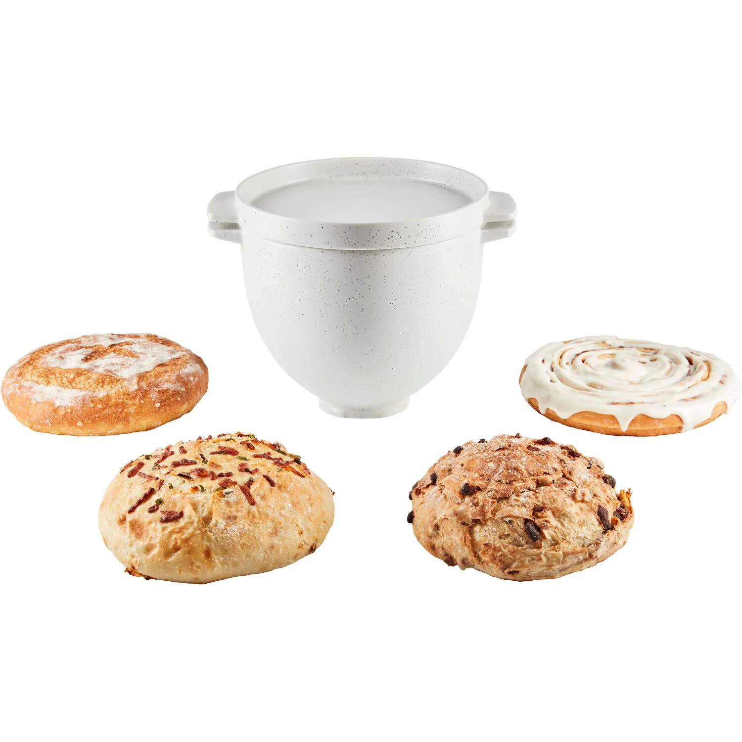 KitchenAid Bread Bowl with Baking Lid in Grey Speckled Ceramic (KSM2CB5BGS) - Image 8