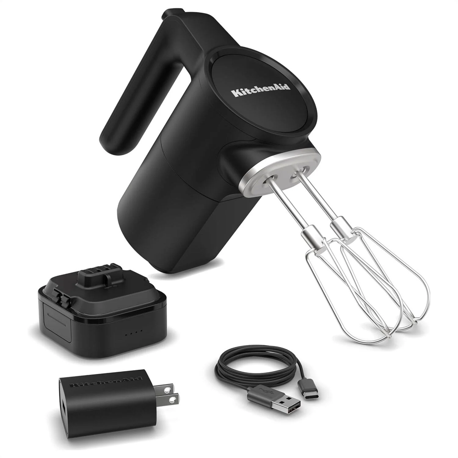 KitchenAid Go Cordless 12V Hand Mixer in Black Matte with Battery, USB-C Cable, Wall Adapter Included (KHMR762BM) - Image 4