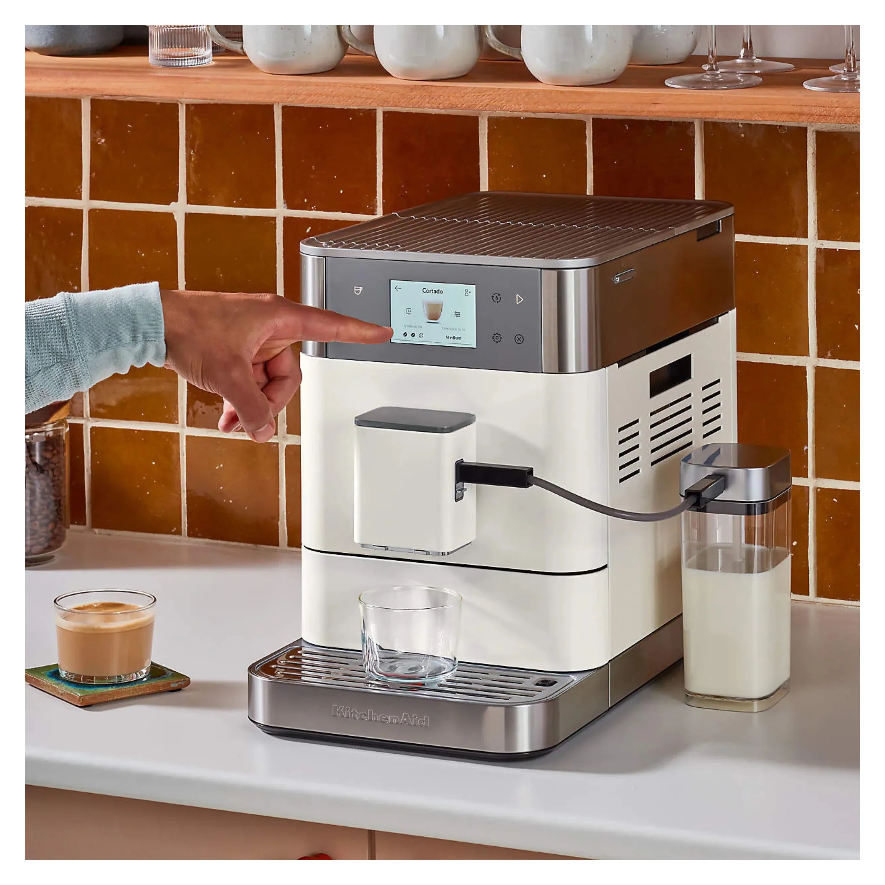 KitchenAid Fully Automatic Espresso Machine KF7 with Milk Container in Porcelain White (KES8557PL) - Image 2