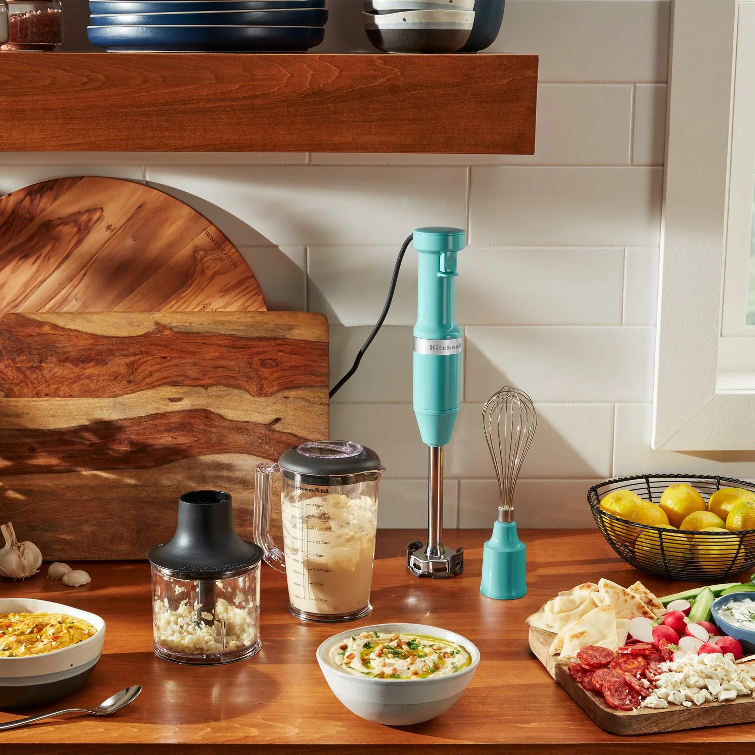 KitchenAid Immersion Blender Corded Variable Speed Trigger, Blending Jar W/Lid in Aqua (KHBV83AQ) - Image 2
