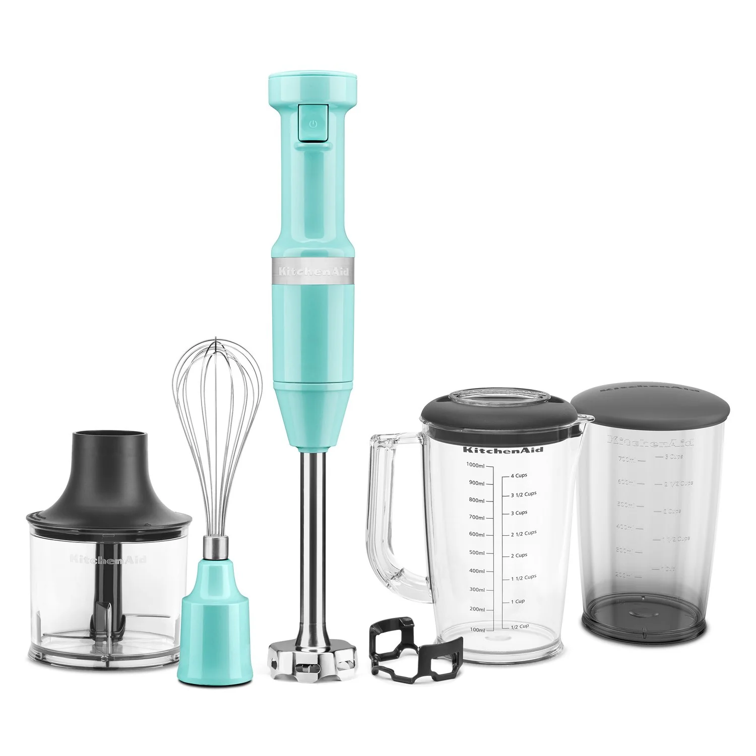 KitchenAid Immersion Blender Corded Variable Speed Trigger, Blending Jar W/Lid in Aqua (KHBV83AQ) - Image 3