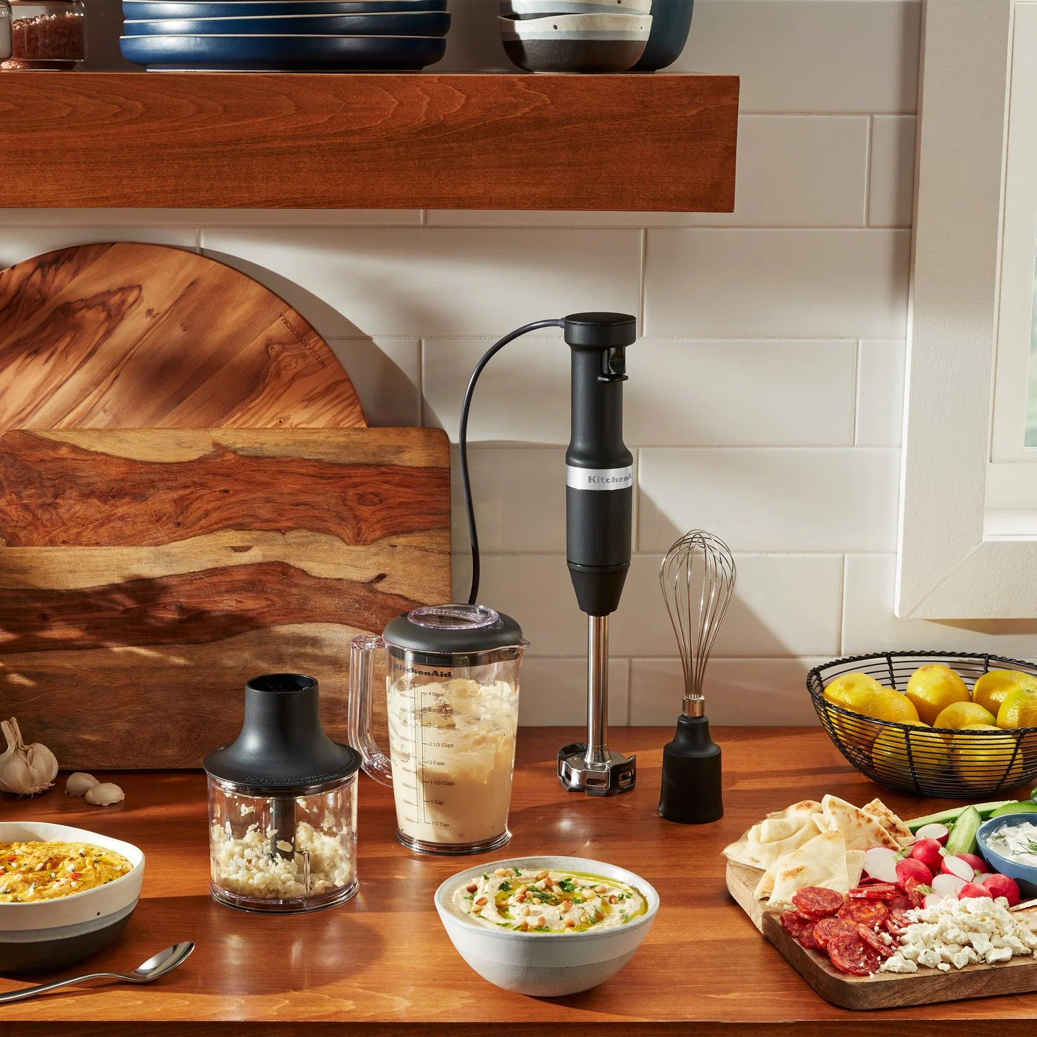 KitchenAid Immersion Blender Corded Variable Speed Trigger, Blending Jar W/Lid in Black Matte (KHBV83BM) - Image 2