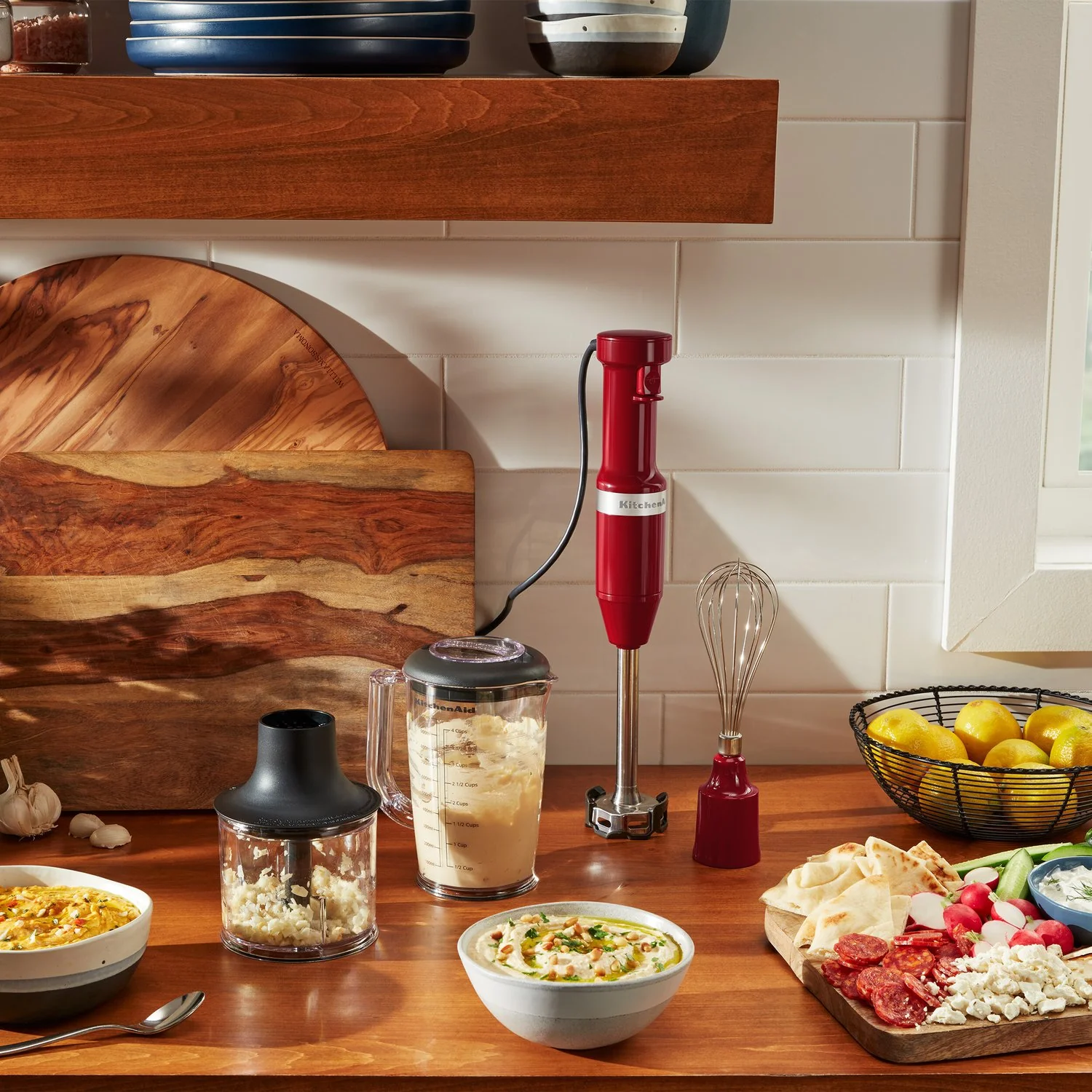 KitchenAid Immersion Blender Corded Variable Speed Trigger, Blending Jar W/Lid in Empire Red (KHBV83ER) - Image 2