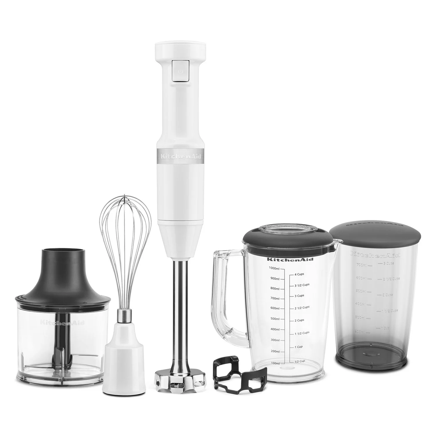 KitchenAid Immersion Blender Corded Variable Speed Trigger, Blending Jar W/Lid in White (KHBV83WH) - Image 4
