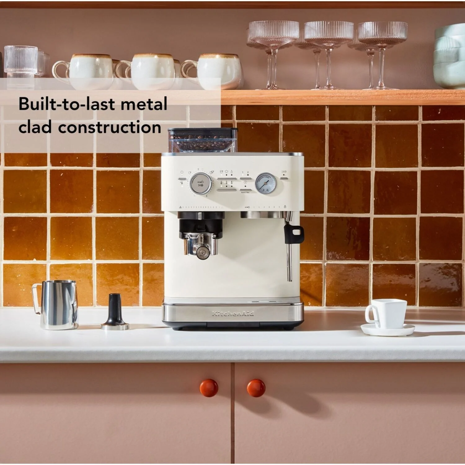 KitchenAid Semi-Automatic Espresso Machine with Burr Grinder in Porcelain White - 15 Bar Pump (KES6551PL) - Image 2