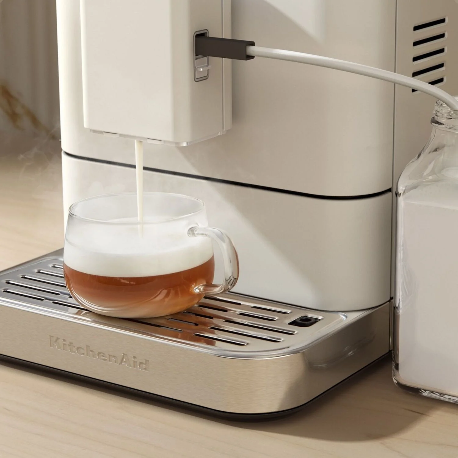 KitchenAid Semi-Automatic Espresso Machine with Burr Grinder in Porcelain White - 15 Bar Pump (KES6551PL) - Image 6