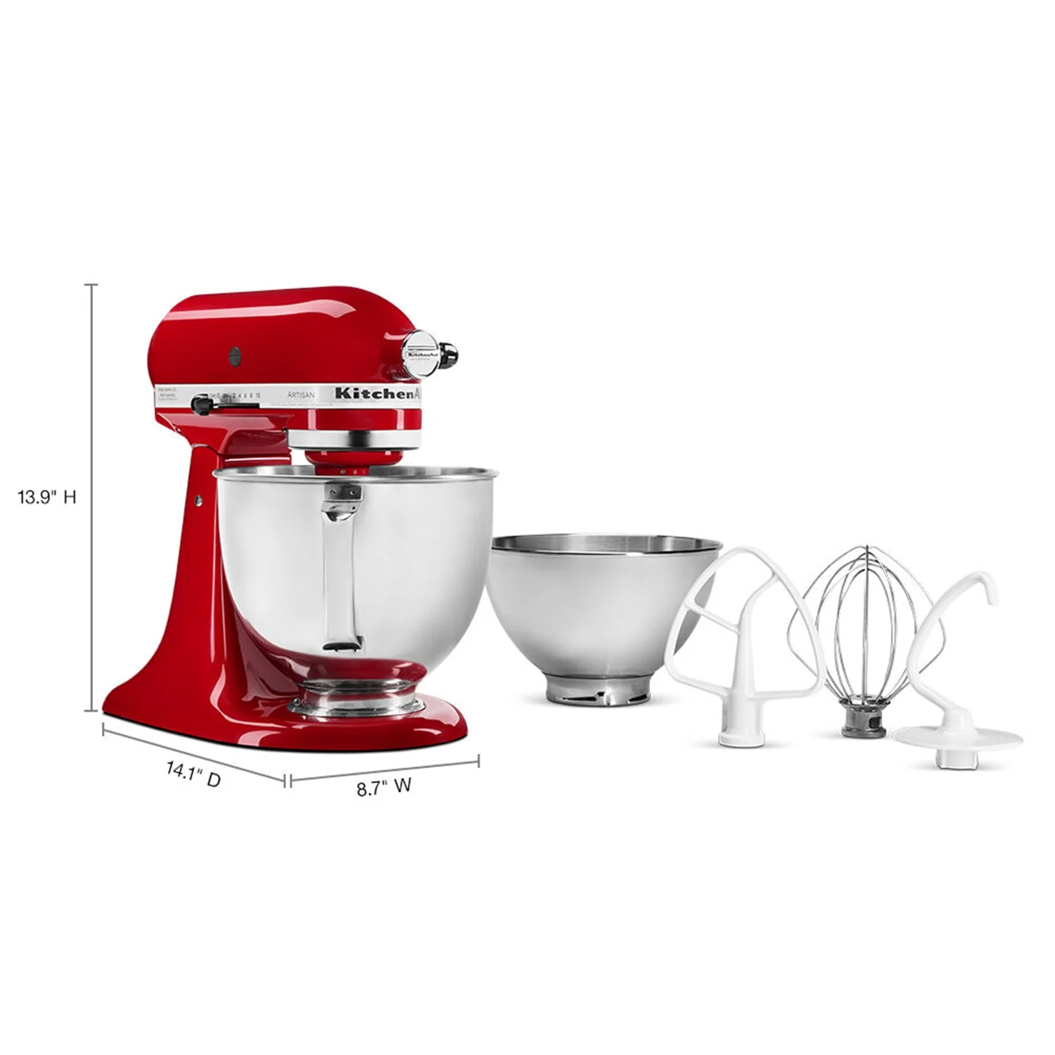 KitchenAid Bundle Artisan 5-Quart Tilt-Head Stand Mixer with Additional 3 Quart Bowls in Empire Red (KSM150TBER) - Image 3