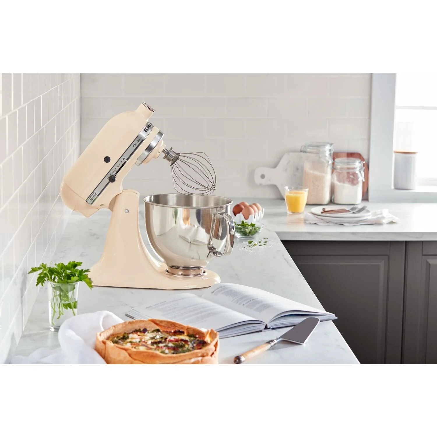 KitchenAid Artisan 5 Quart Tilt-Head Stand Mixer in Almond Cream (KSM150PSAC) - Image 4