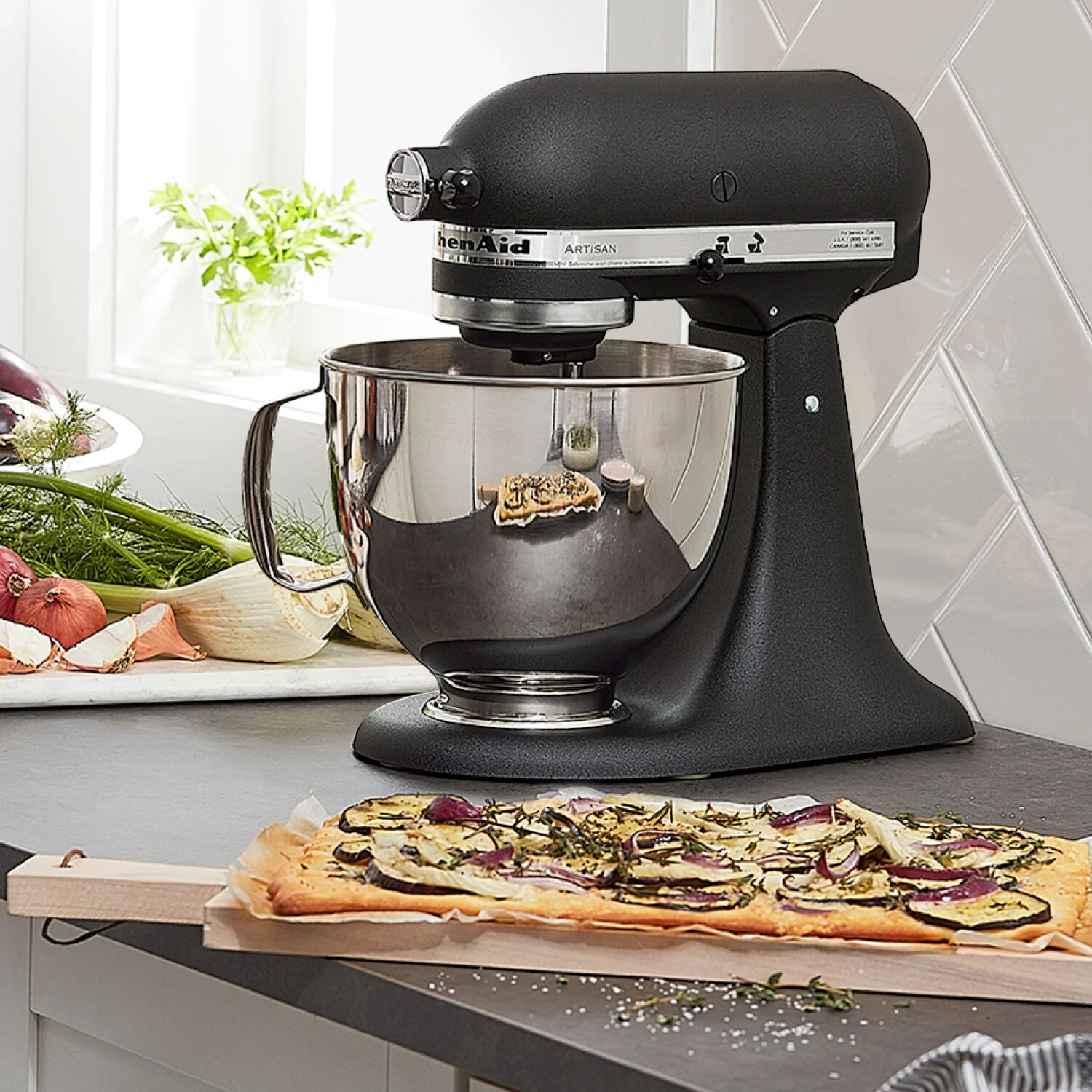 KitchenAid Artisan 5 Quart Tilt-Head Stand Mixer in Cast Iron Black (KSM150PSBK) - Image 5