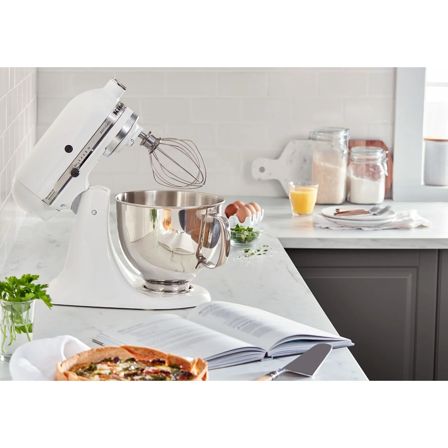 KitchenAid Artisan 5-Quart Tilt-Head Stand Mixer in White (KSM150PSWH) - Image 3