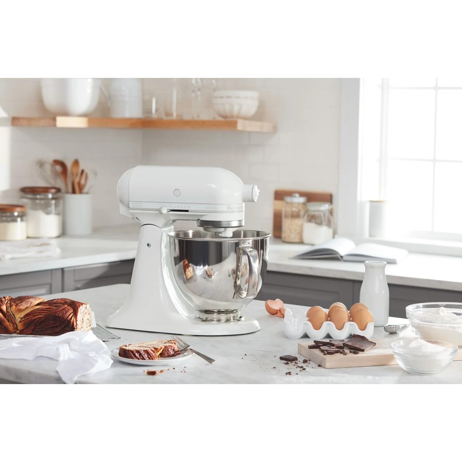 KitchenAid Artisan 5-Quart Tilt-Head Stand Mixer in White (KSM150PSWH) - Image 4