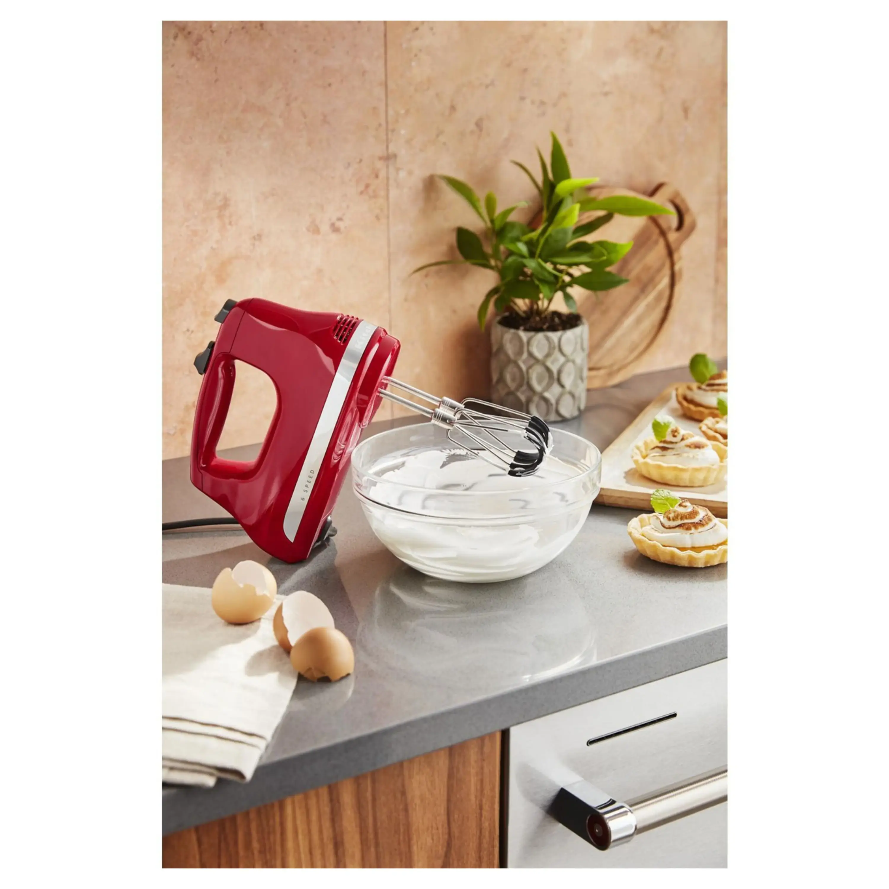 KitchenAid 6-Speed Ultra Power Hand Mixer with Flex Edge Beaters in Empire Red (KHM6118ER) - Image 2