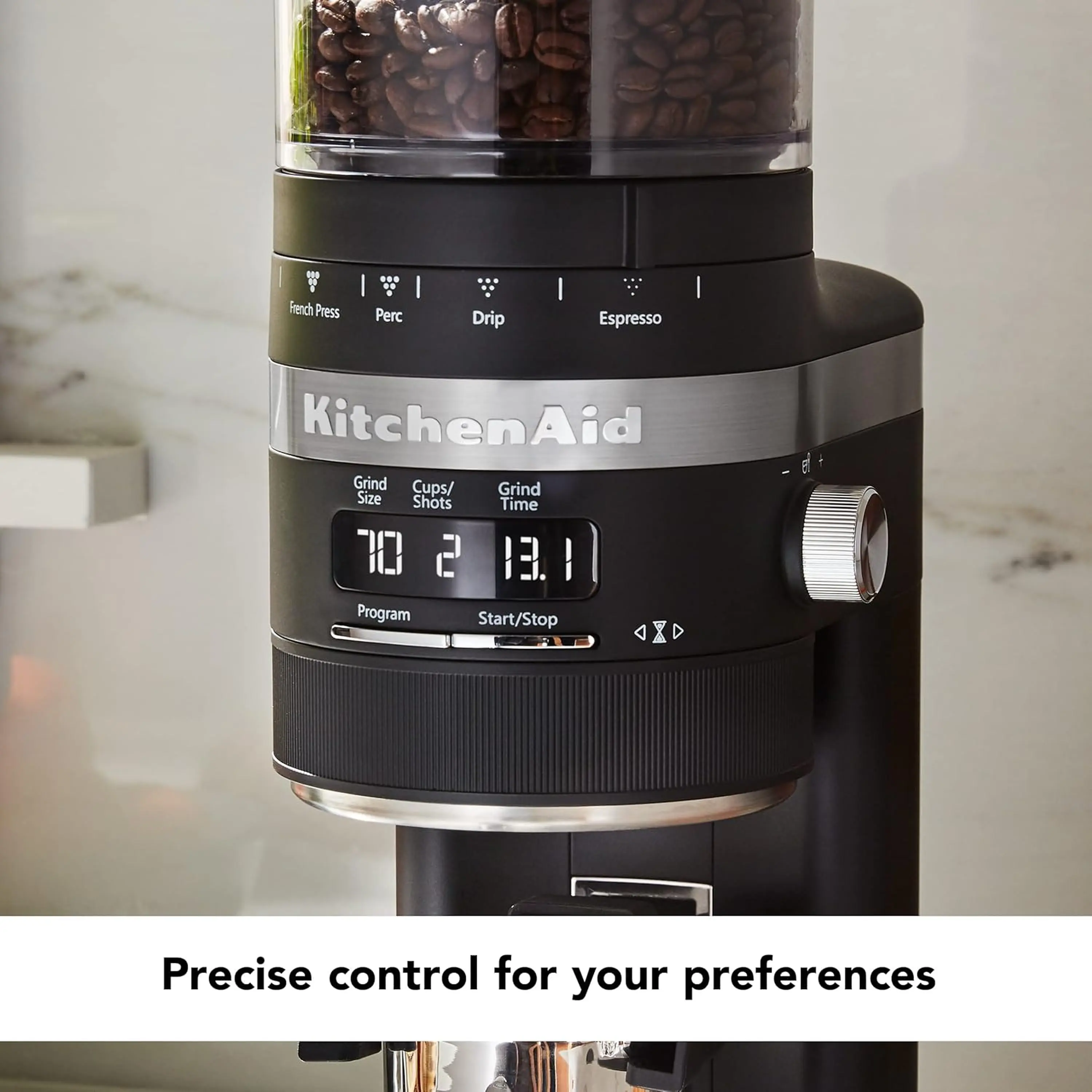 KitchenAid Burr Coffee Grinder in Black Matte (KCG8433BM) - Image 3
