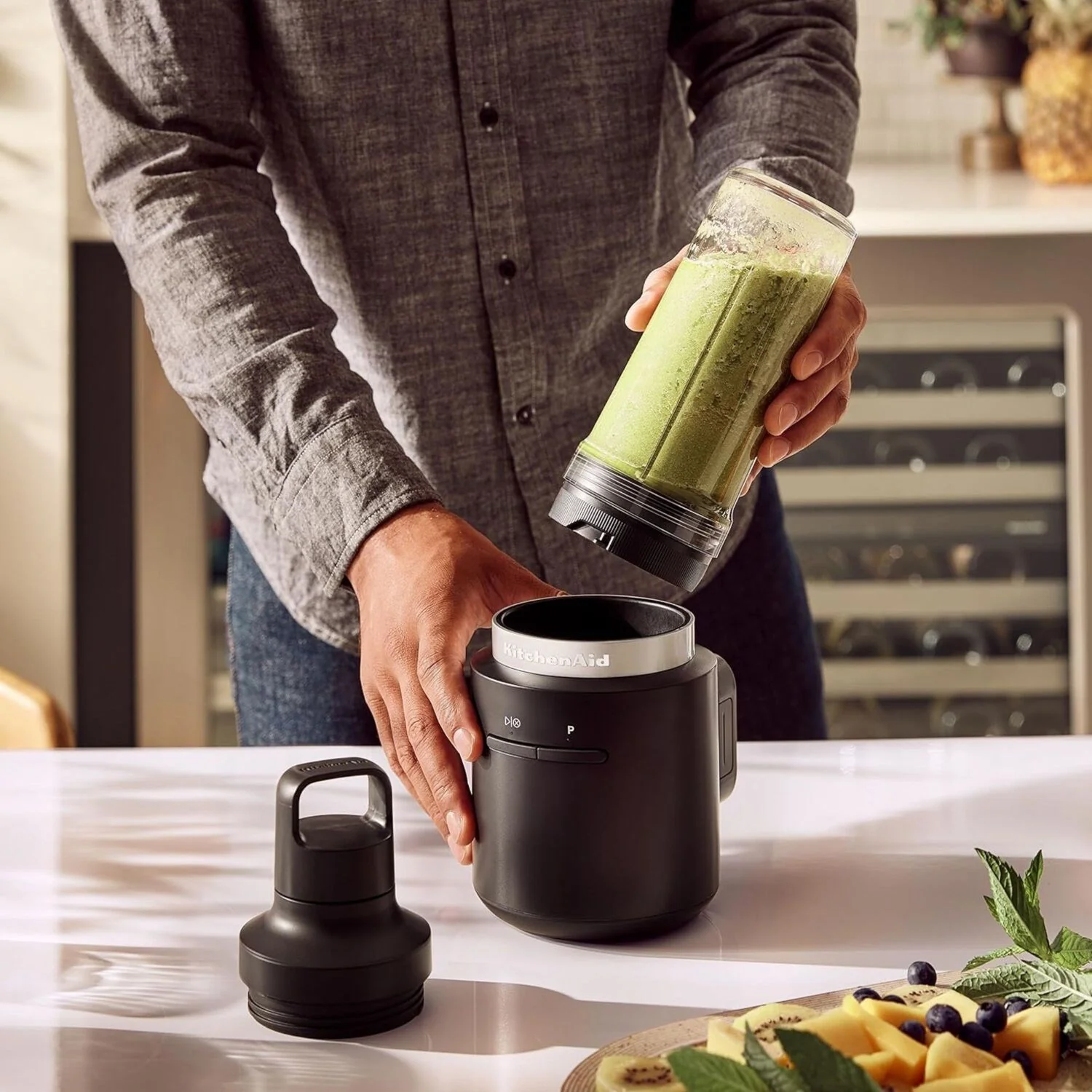 KitchenAid Cordless 12V 16 Oz. Personal Blender with Travel Lid in Black Matte (KSBR200BM) - Image 2