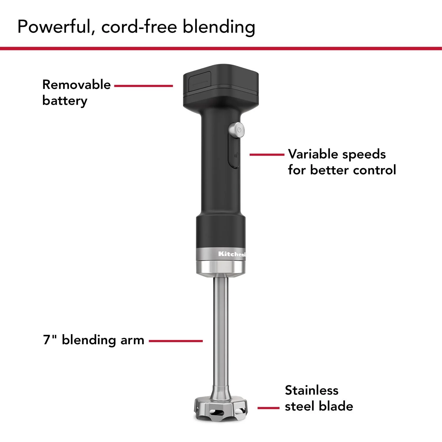 KitchenAid Go Cordless 12V Hand Blender with Battery Included (KHBRV71BM) - Image 6