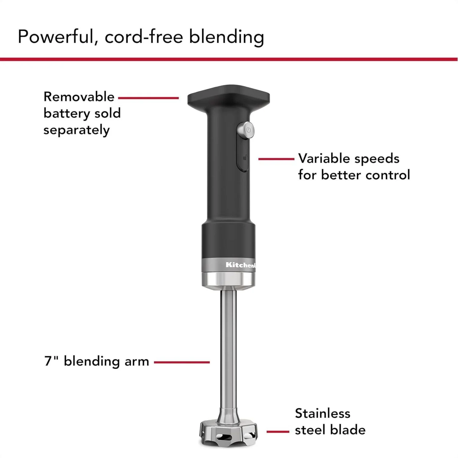 KitchenAid Go Cordless 12V Hand Blender in Black Matte (KHBRV00BM) - Image 7