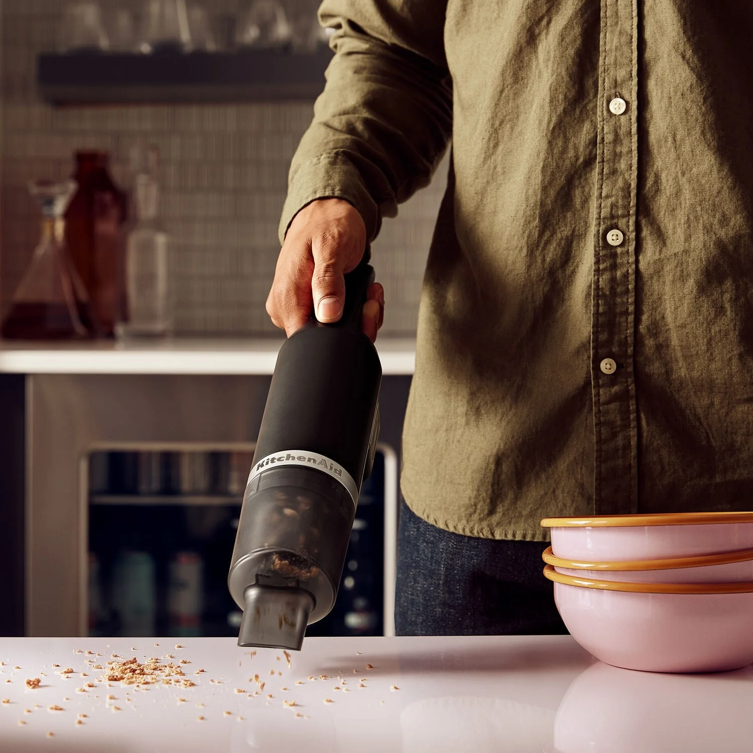 KitchenAid Cordless 12V Kitchen Vacuum in Black Matte with Battery, USB-C Cable, & Wall Adapter (KKVR121BM) - Image 3