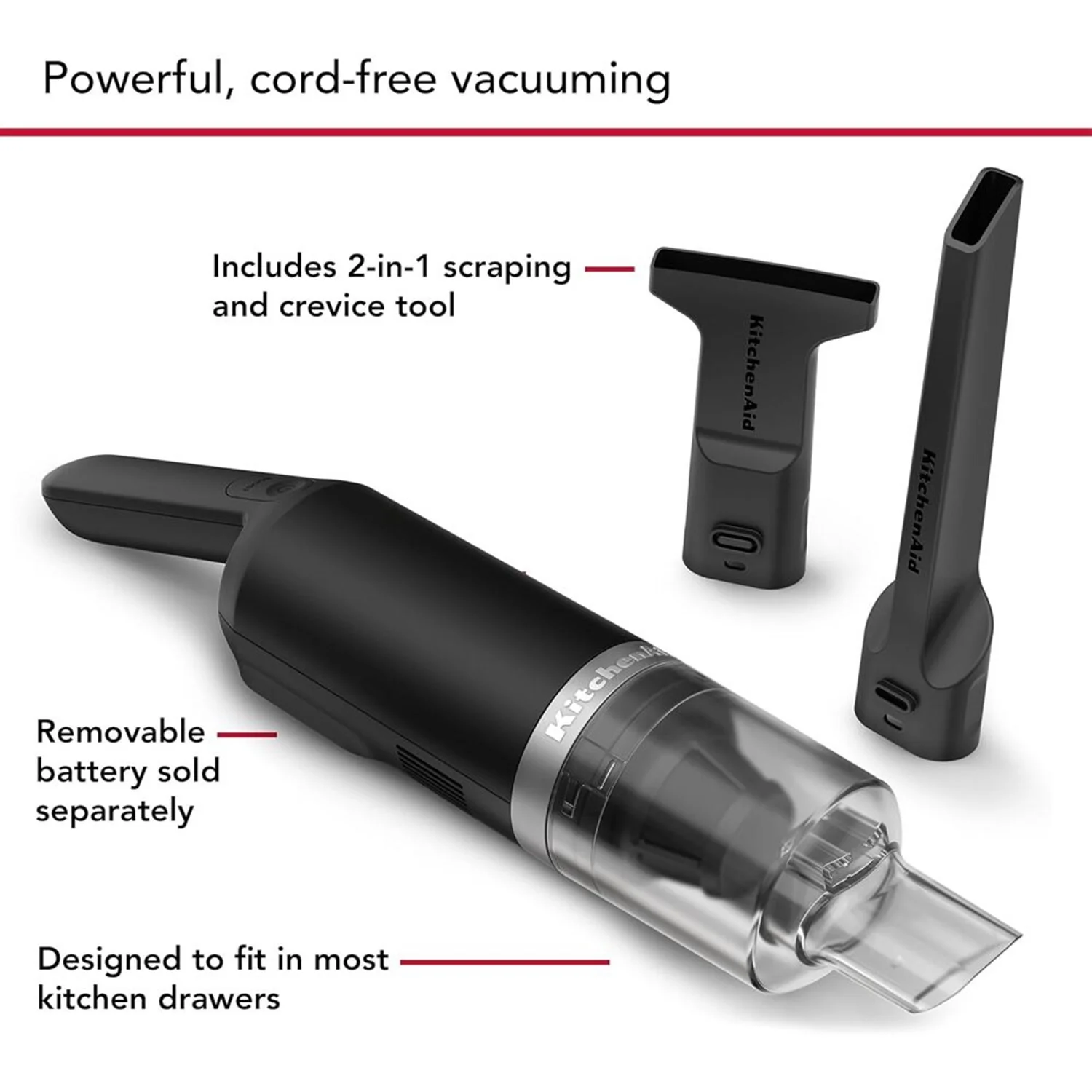 KitchenAid Cordless 12V Kitchen Vacuum in Black Matte (KKVR100BM) - Image 6