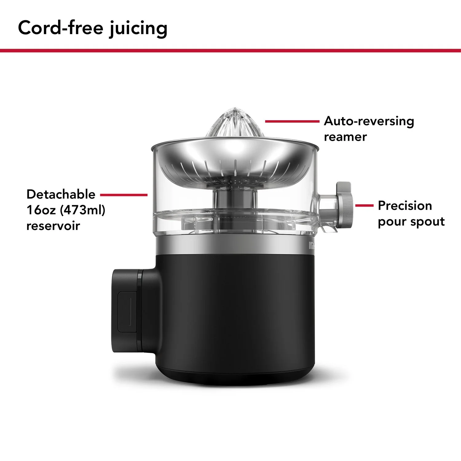 KitchenAid Cordless Go Citrus Juicer w/ Battery in Black Matte, Wall Adapter Included (KCJR161BM) - Image 19